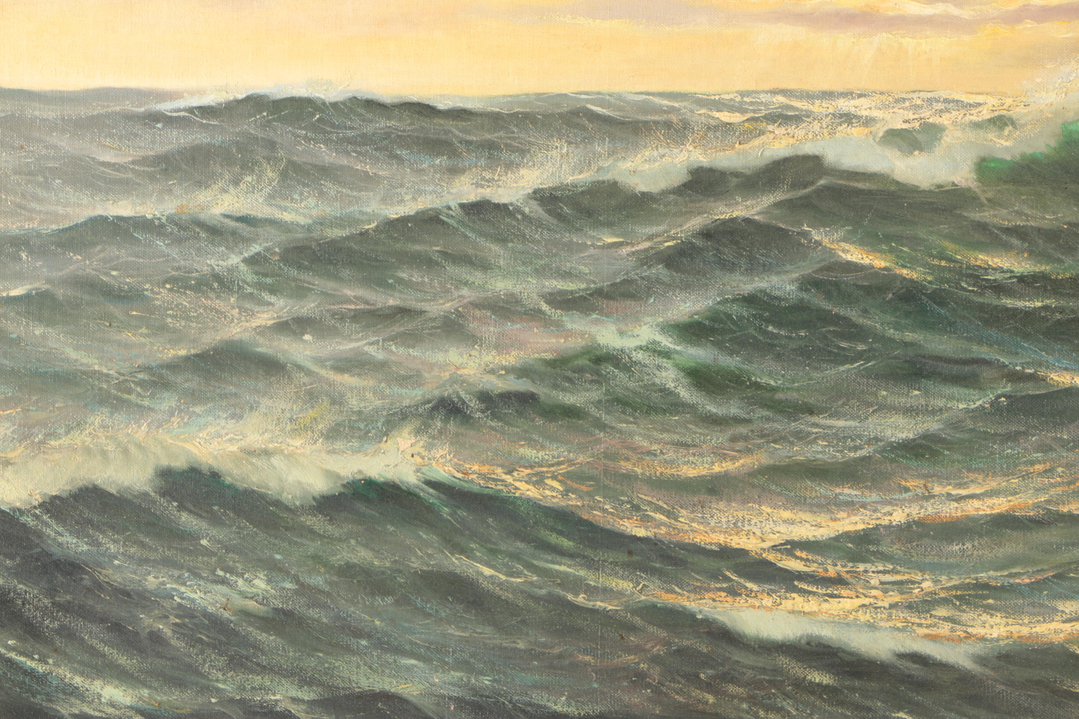 P. Marais Oil Painting on Canvas Seascape