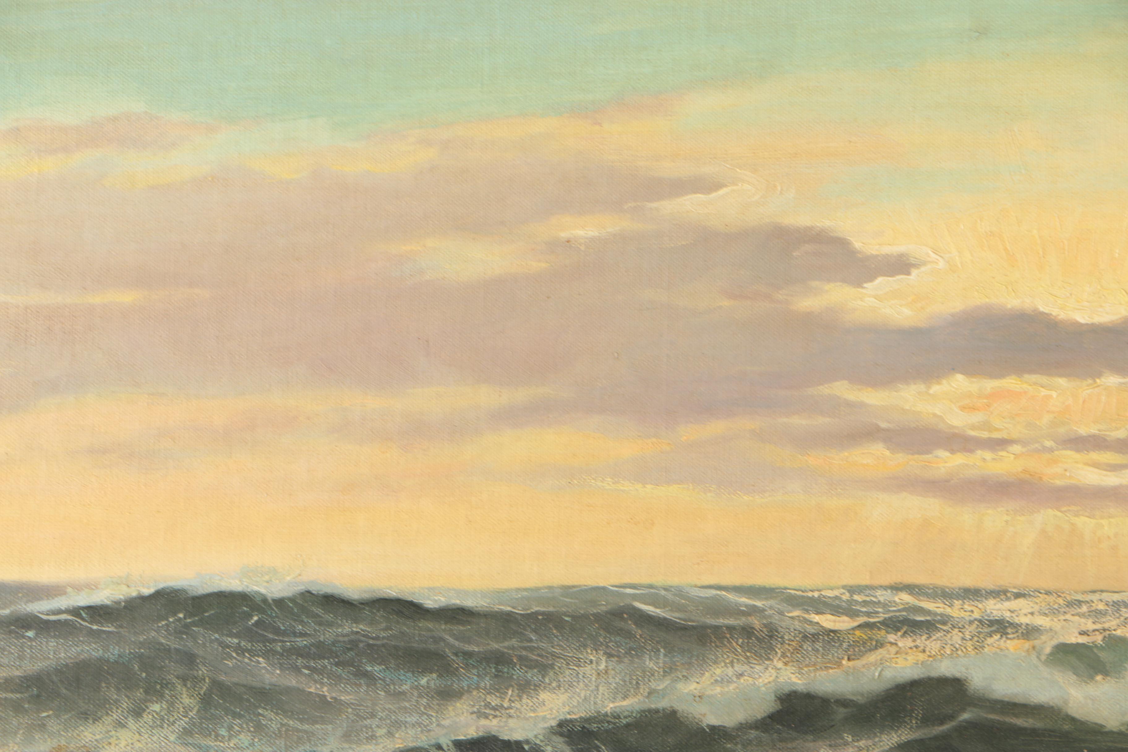 P. Marais Oil Painting on Canvas Seascape