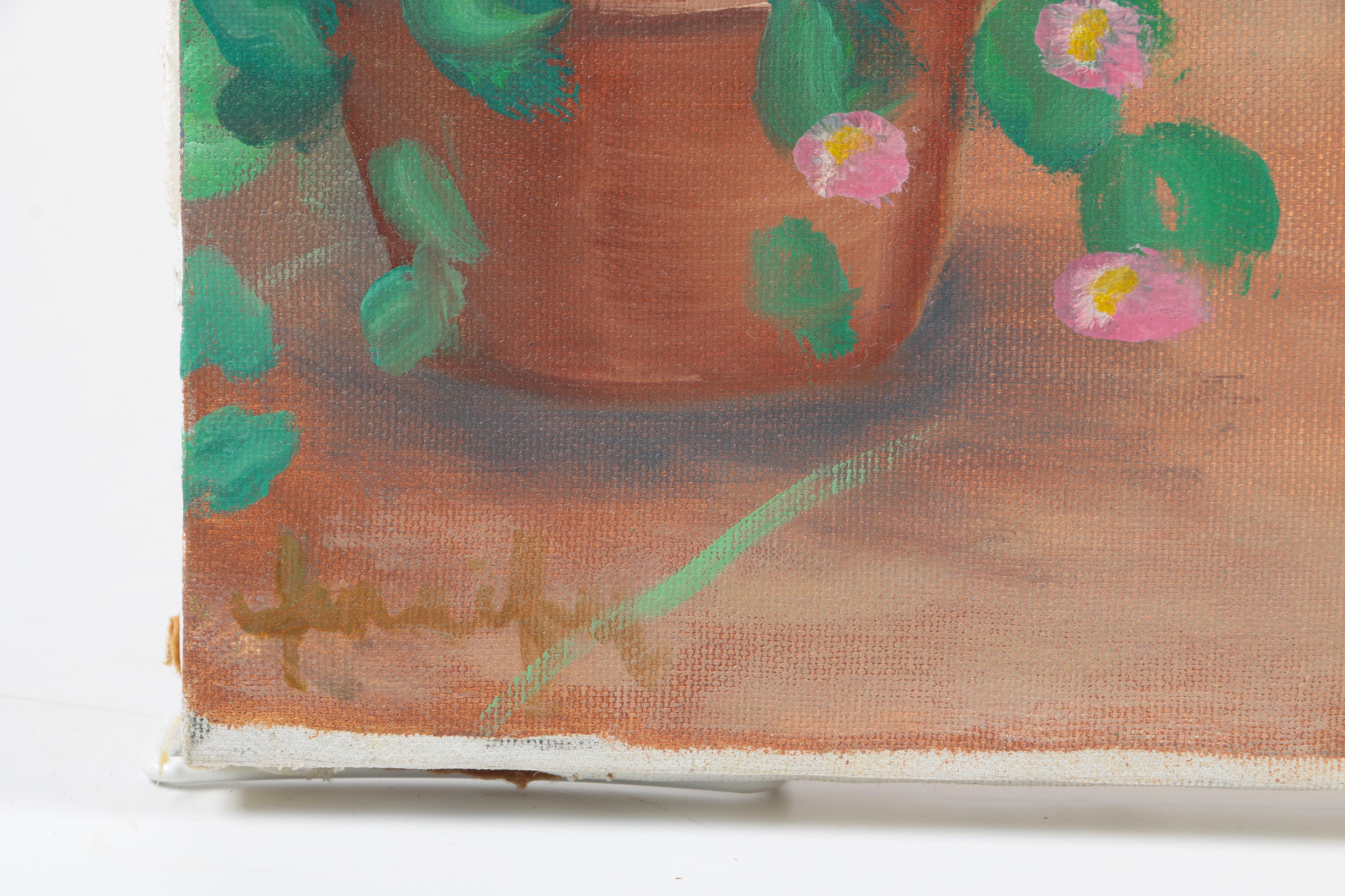 Jennifer Krentz Oil Painting on Canvas "Garden Scene"