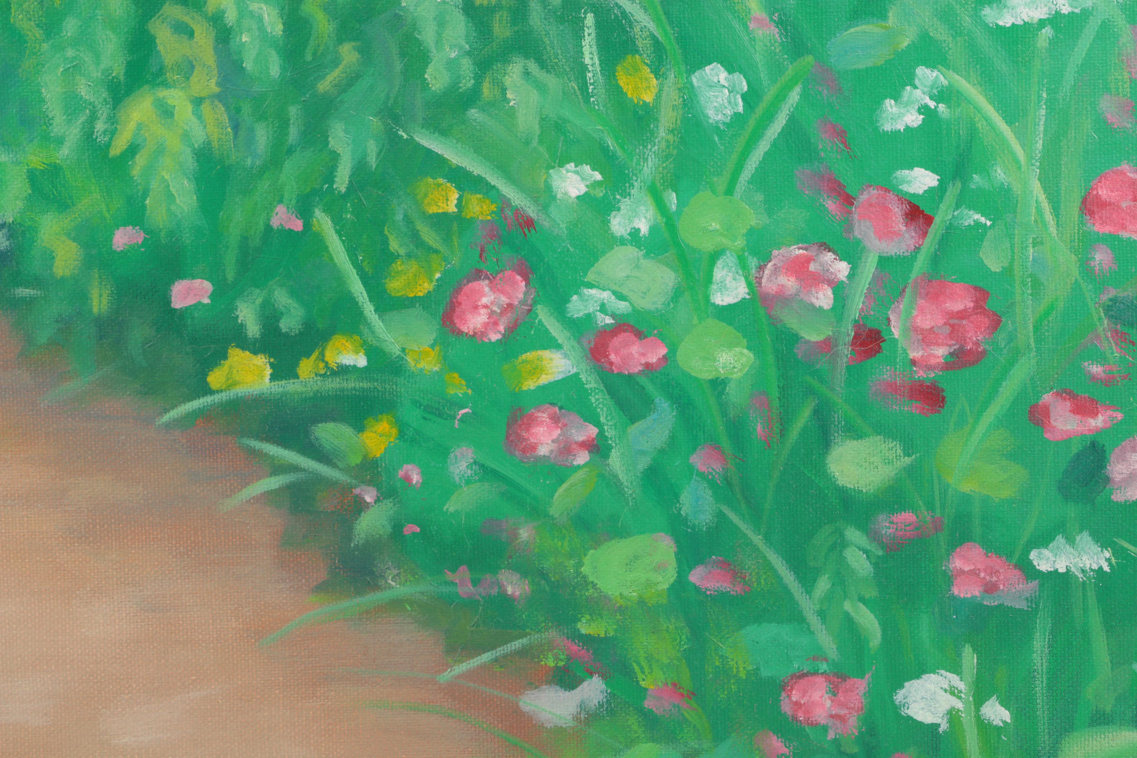 Jennifer Krentz Oil Painting on Canvas "Garden Scene"