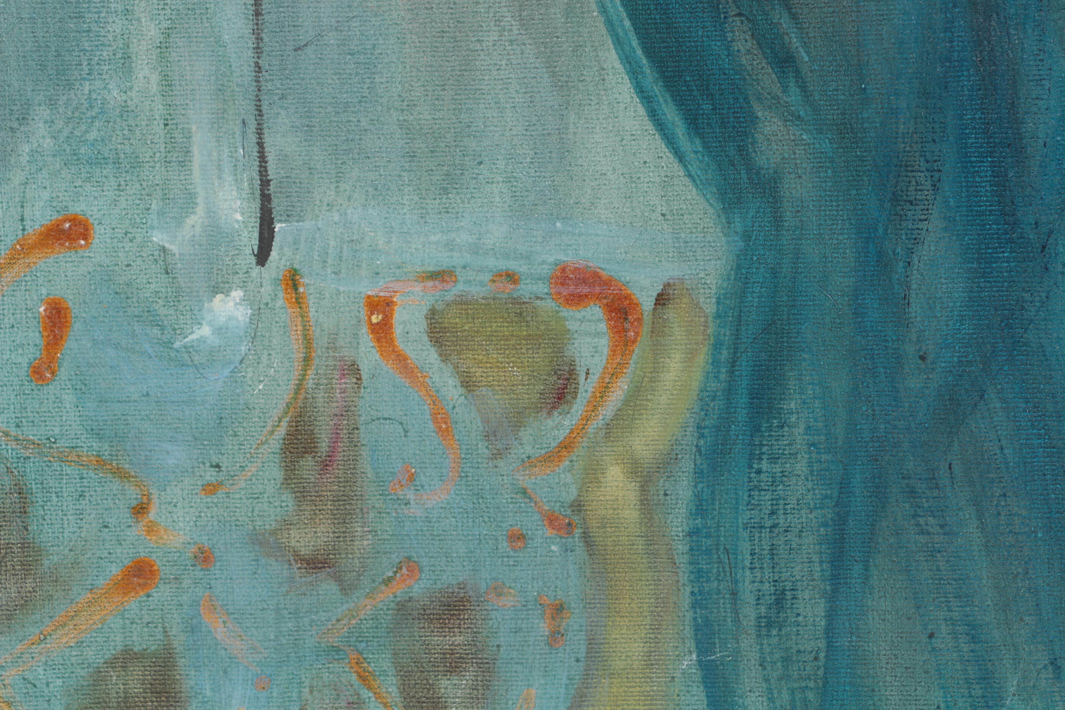 Oil Painting on Canvas of a Woman and Dog