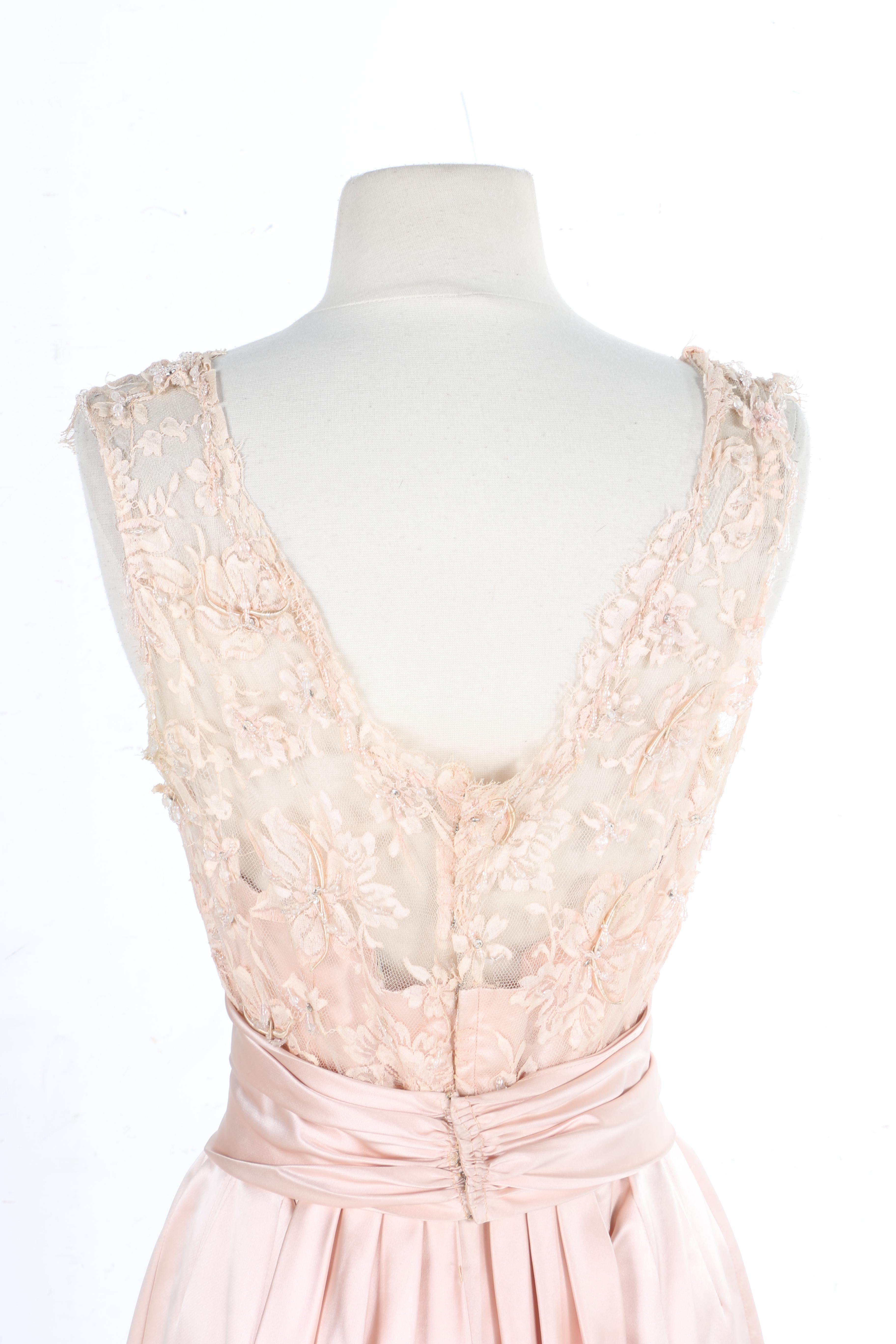 Silk Chantilly Lace French Satin and Lace Formal Dress