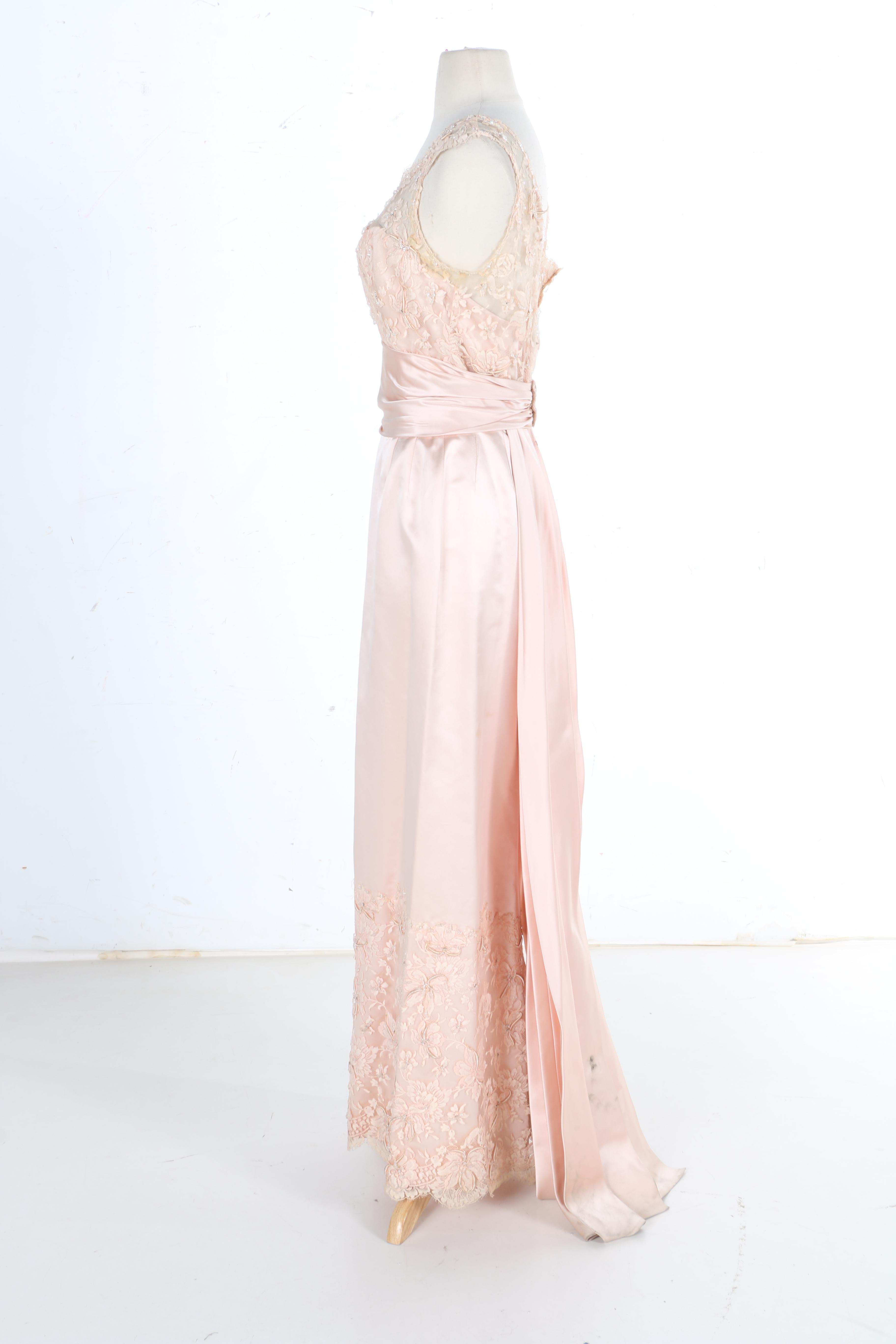 Silk Chantilly Lace French Satin and Lace Formal Dress