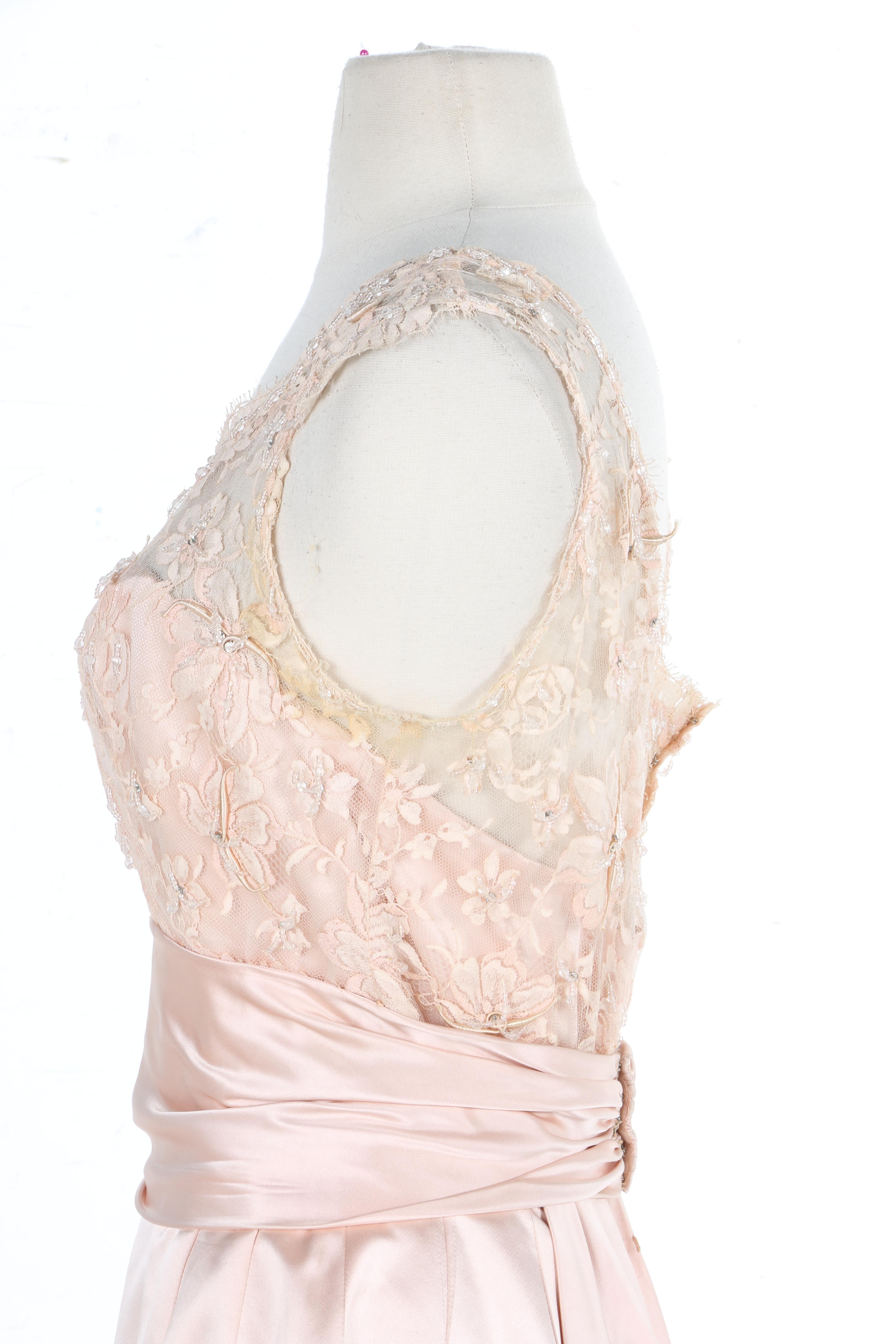 Silk Chantilly Lace French Satin and Lace Formal Dress