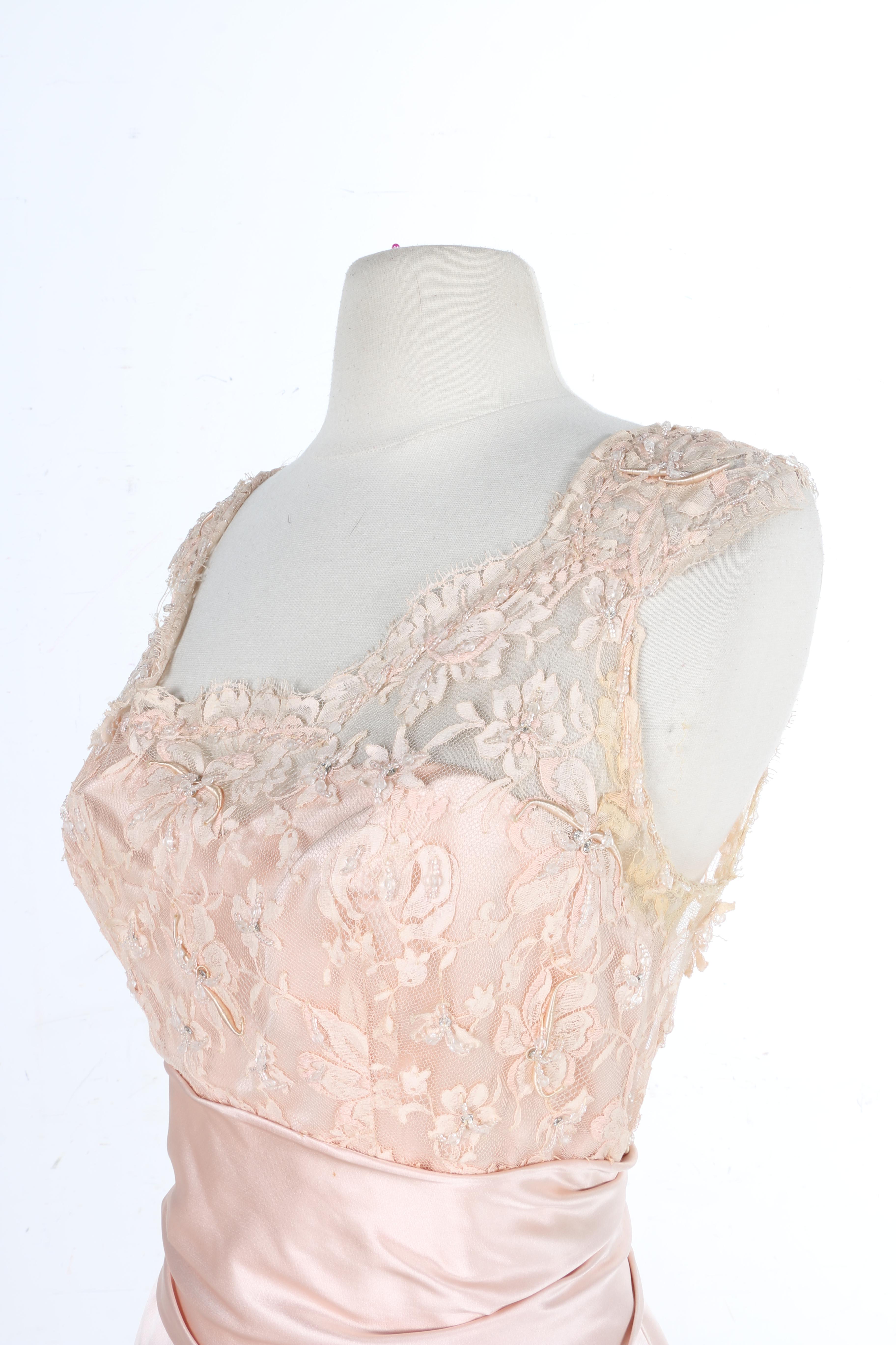 Silk Chantilly Lace French Satin and Lace Formal Dress