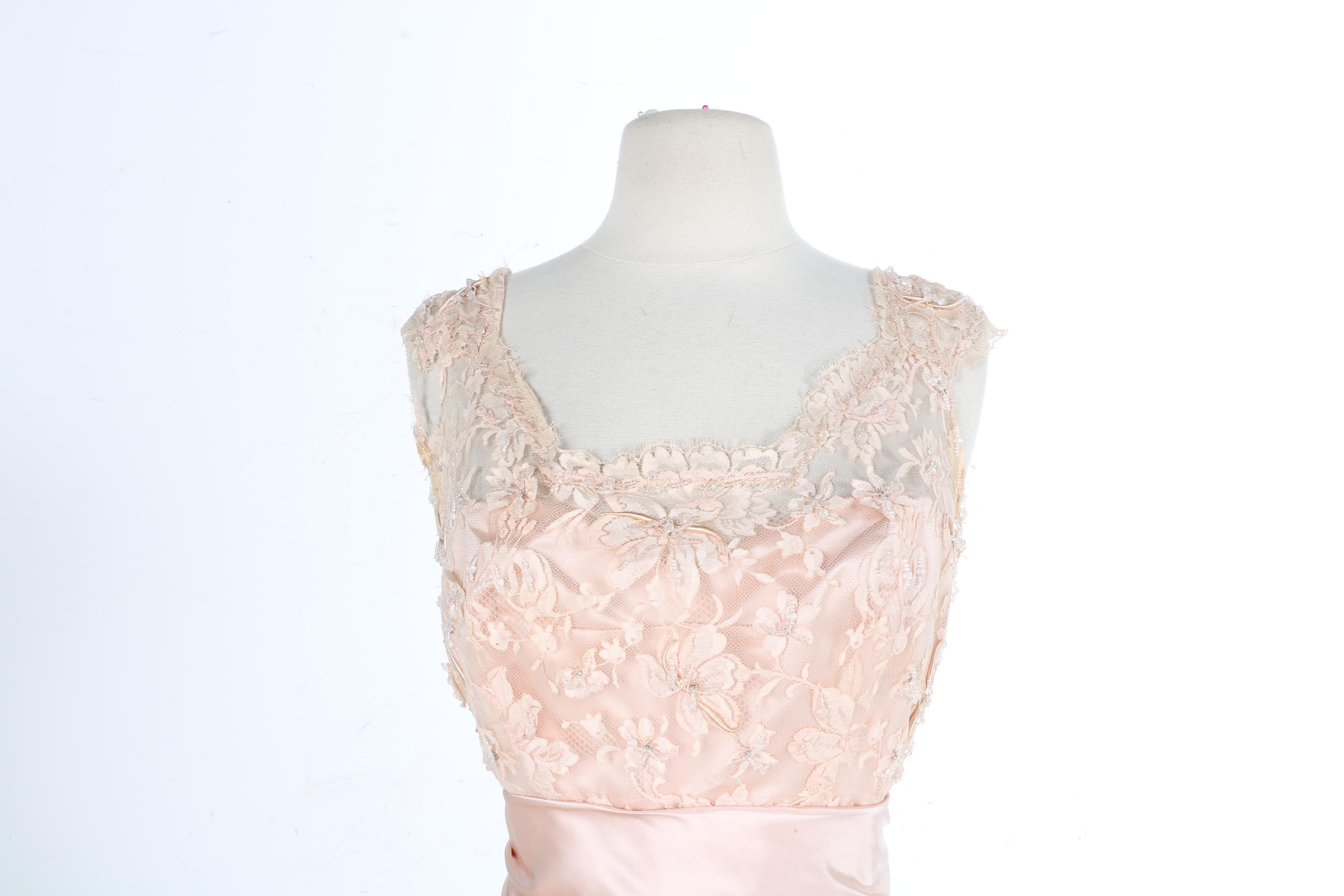 Silk Chantilly Lace French Satin and Lace Formal Dress
