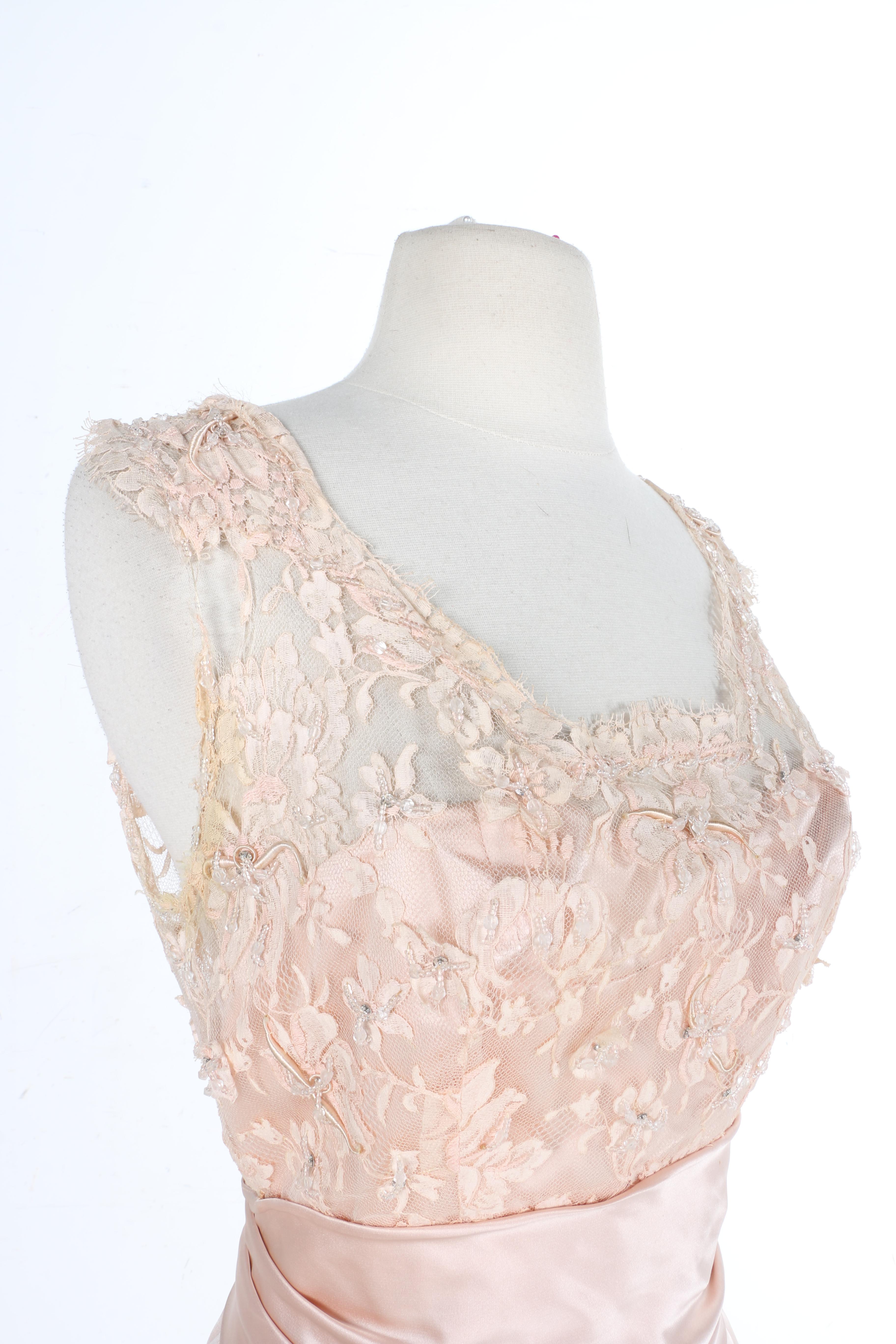 Silk Chantilly Lace French Satin and Lace Formal Dress