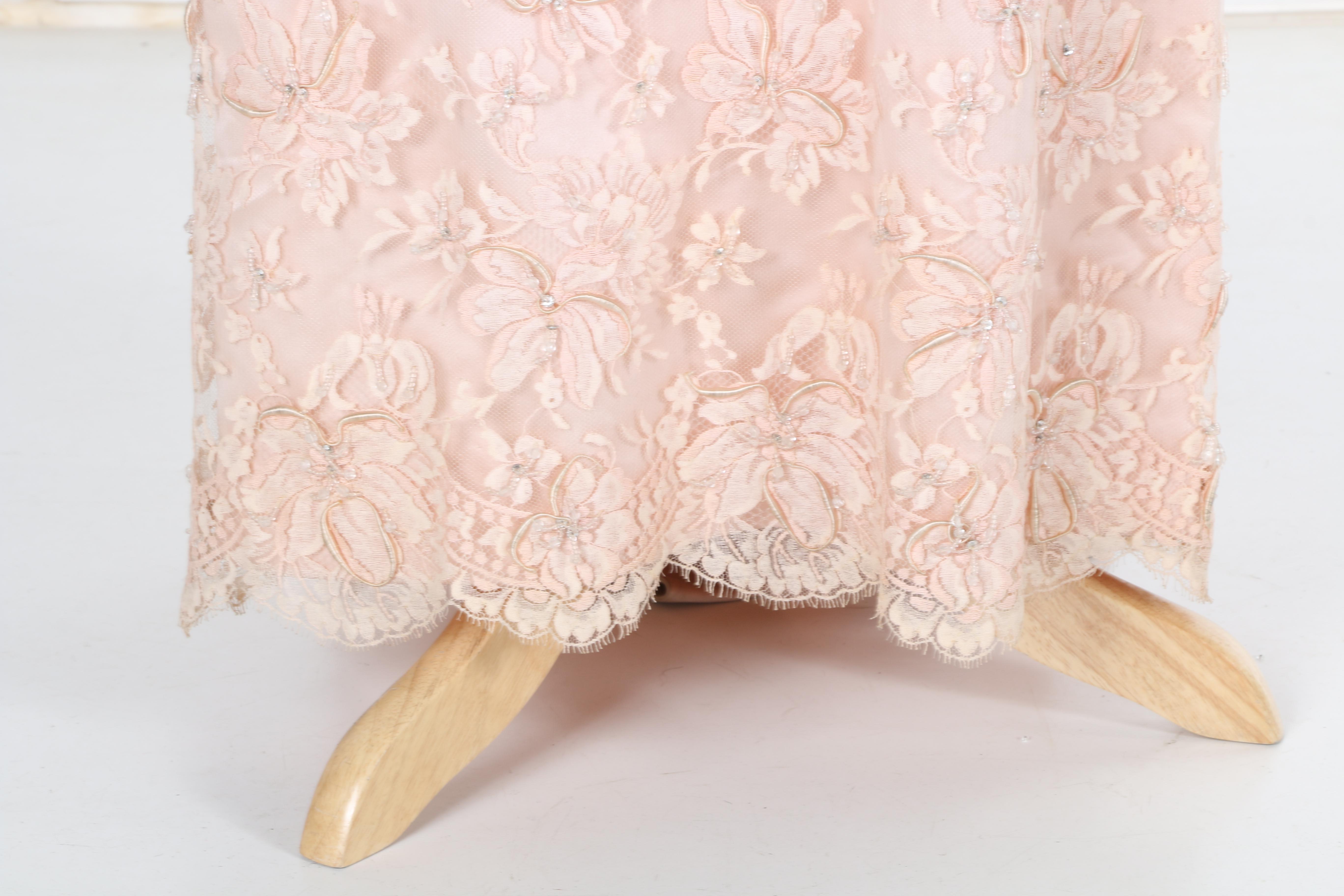 Silk Chantilly Lace French Satin and Lace Formal Dress