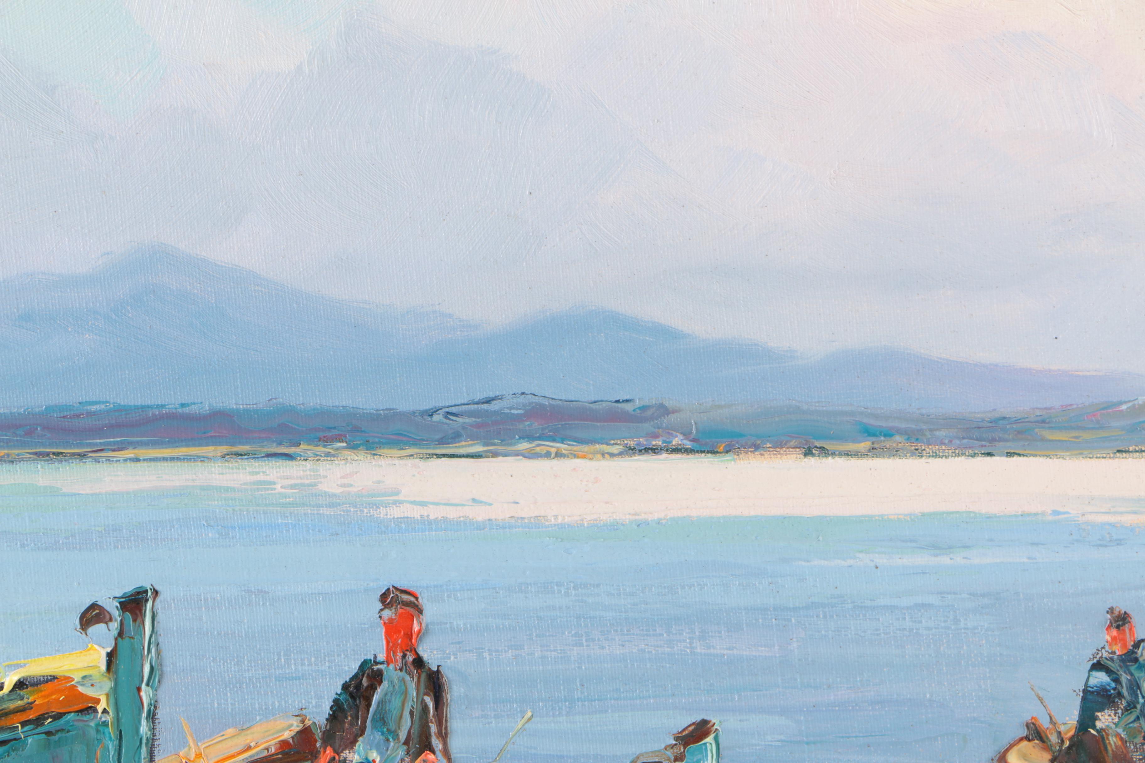 Albert Grifon Oil Painting on Canvas Impressionistic Seascape with Ships