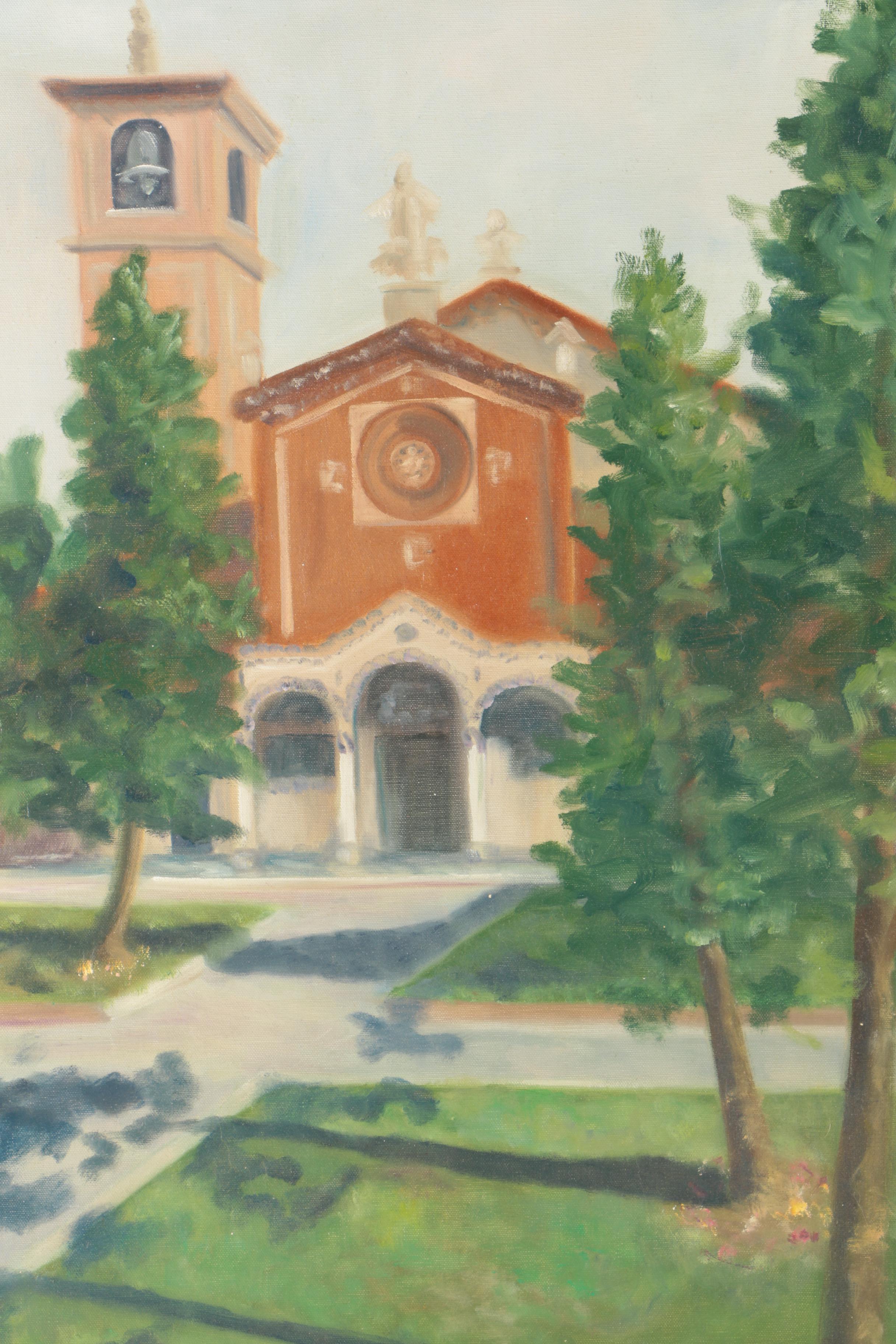 Jennifer Krentz Oil Painting on Canvas "Church in Milan"