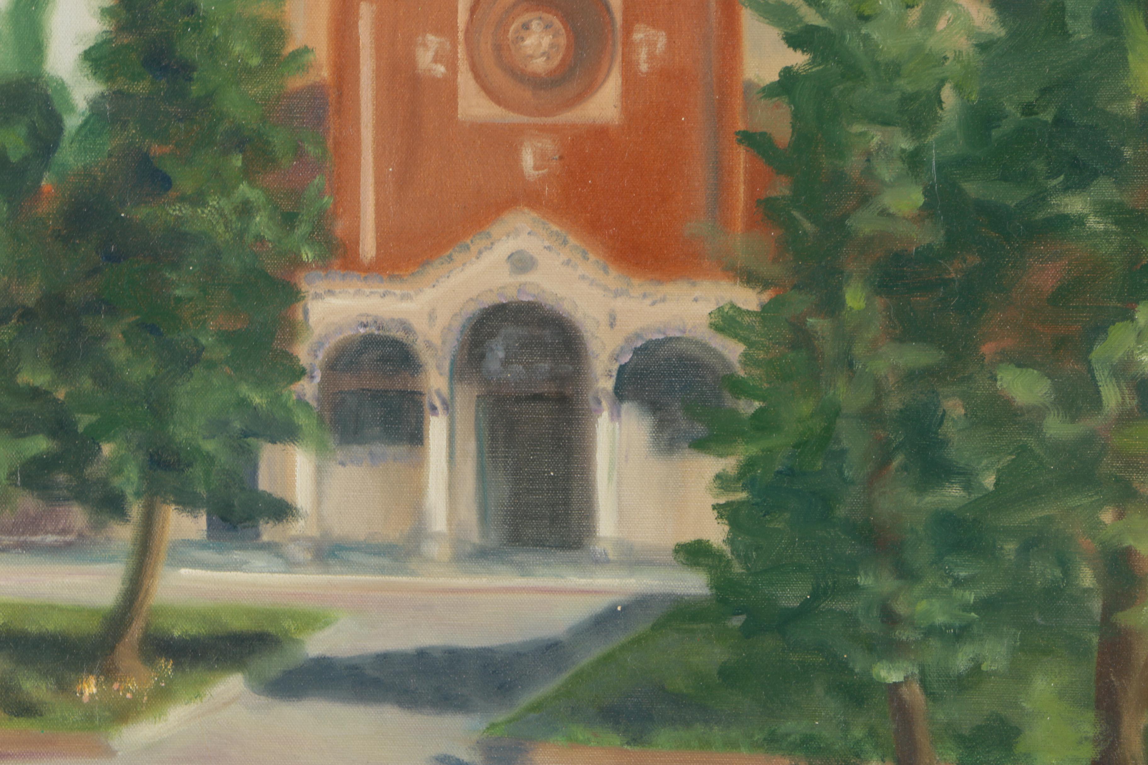 Jennifer Krentz Oil Painting on Canvas "Church in Milan"