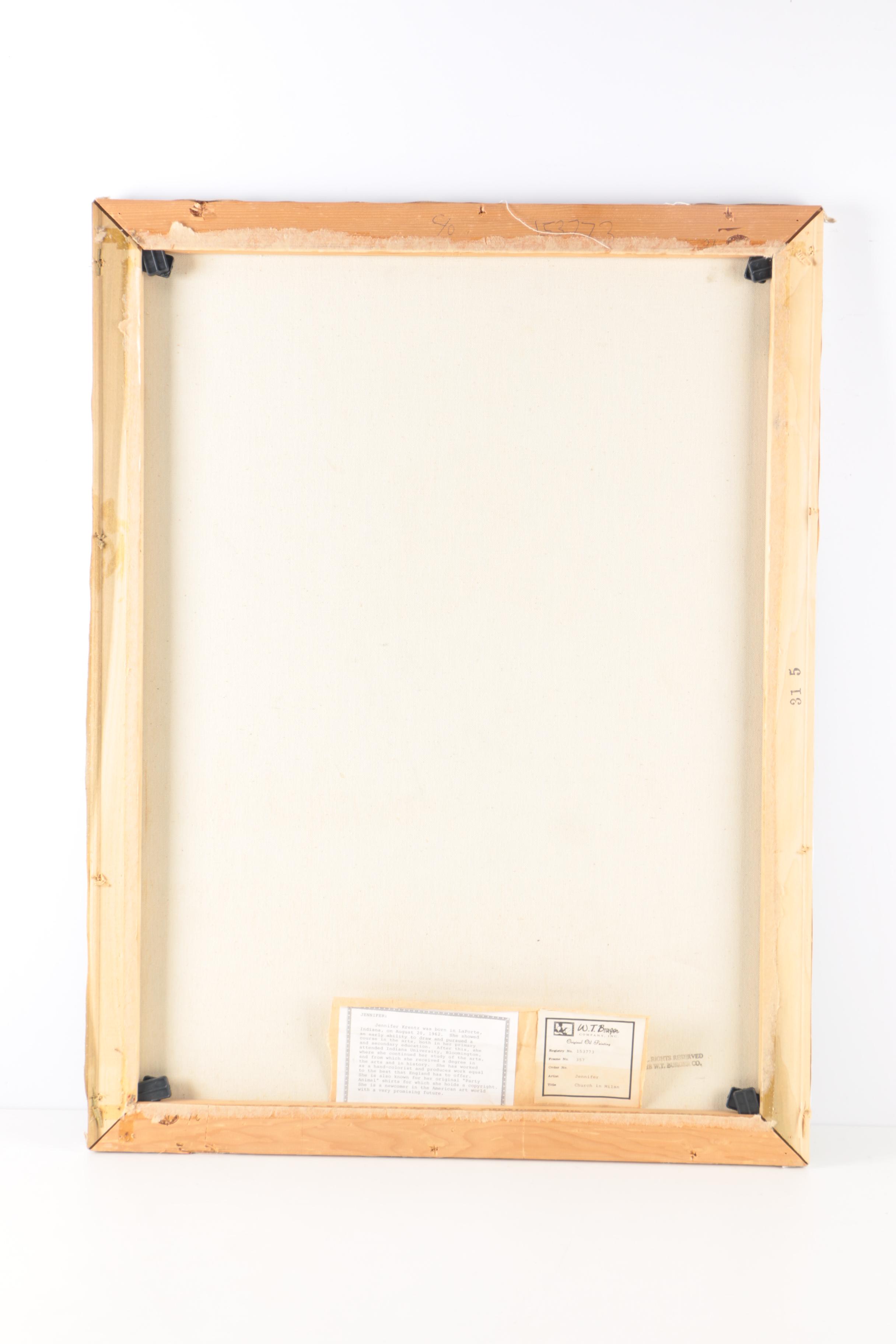 Jennifer Krentz Oil Painting on Canvas "Church in Milan"