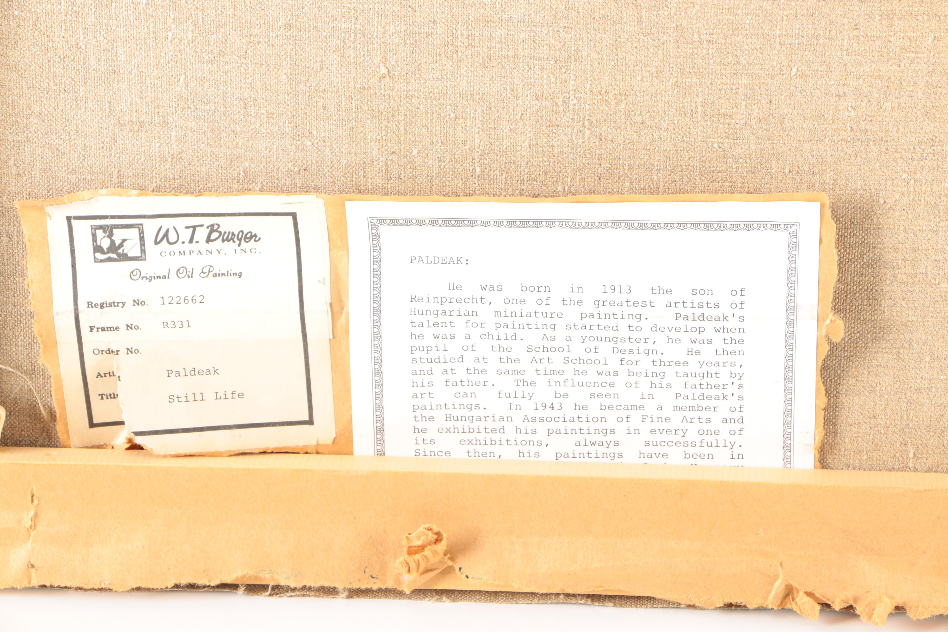 Paldeak Oil Painting on Canvas Neolassical Style Still Life