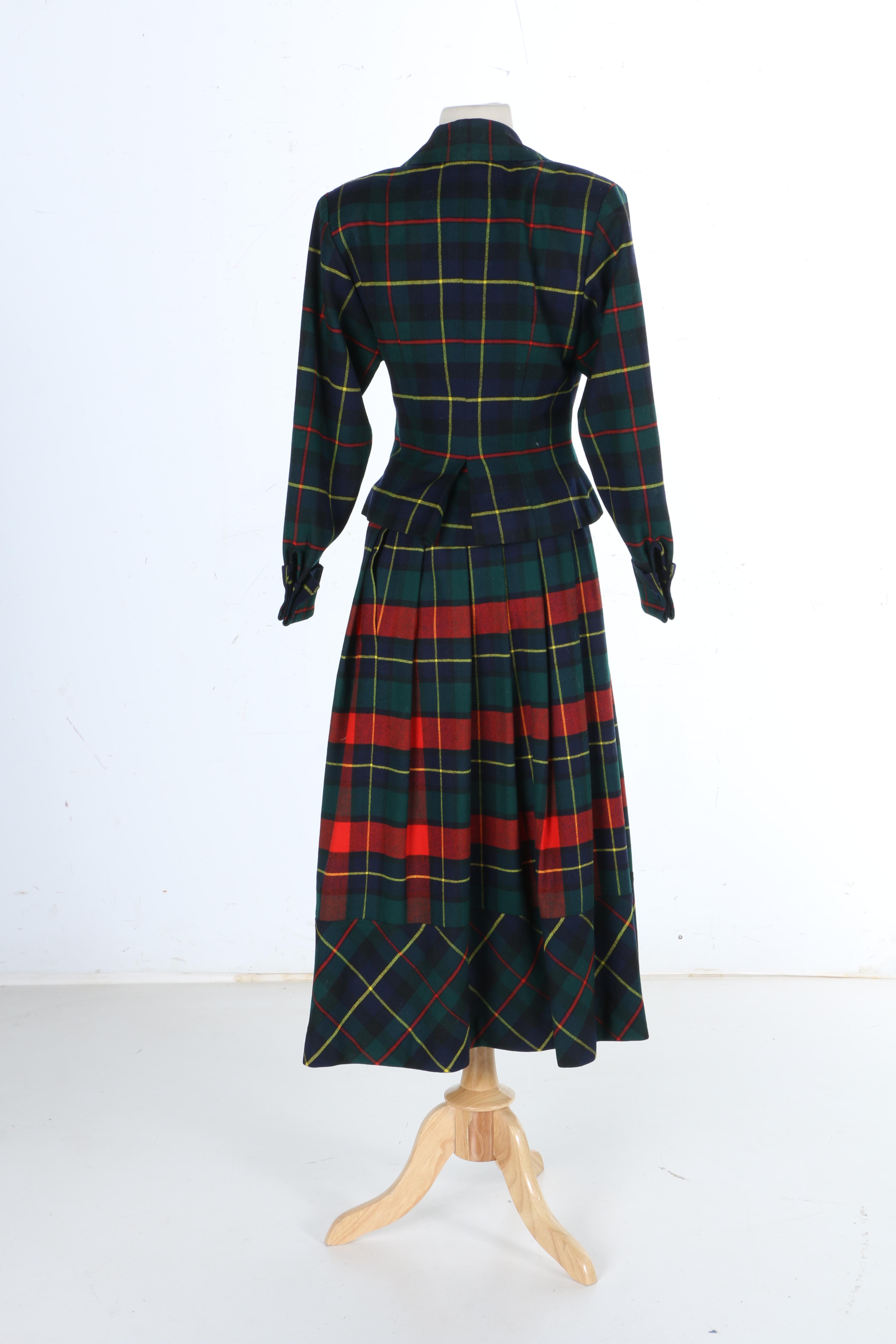 Circa 1980s Perry Ellis Plaid Wool Skirt Suit