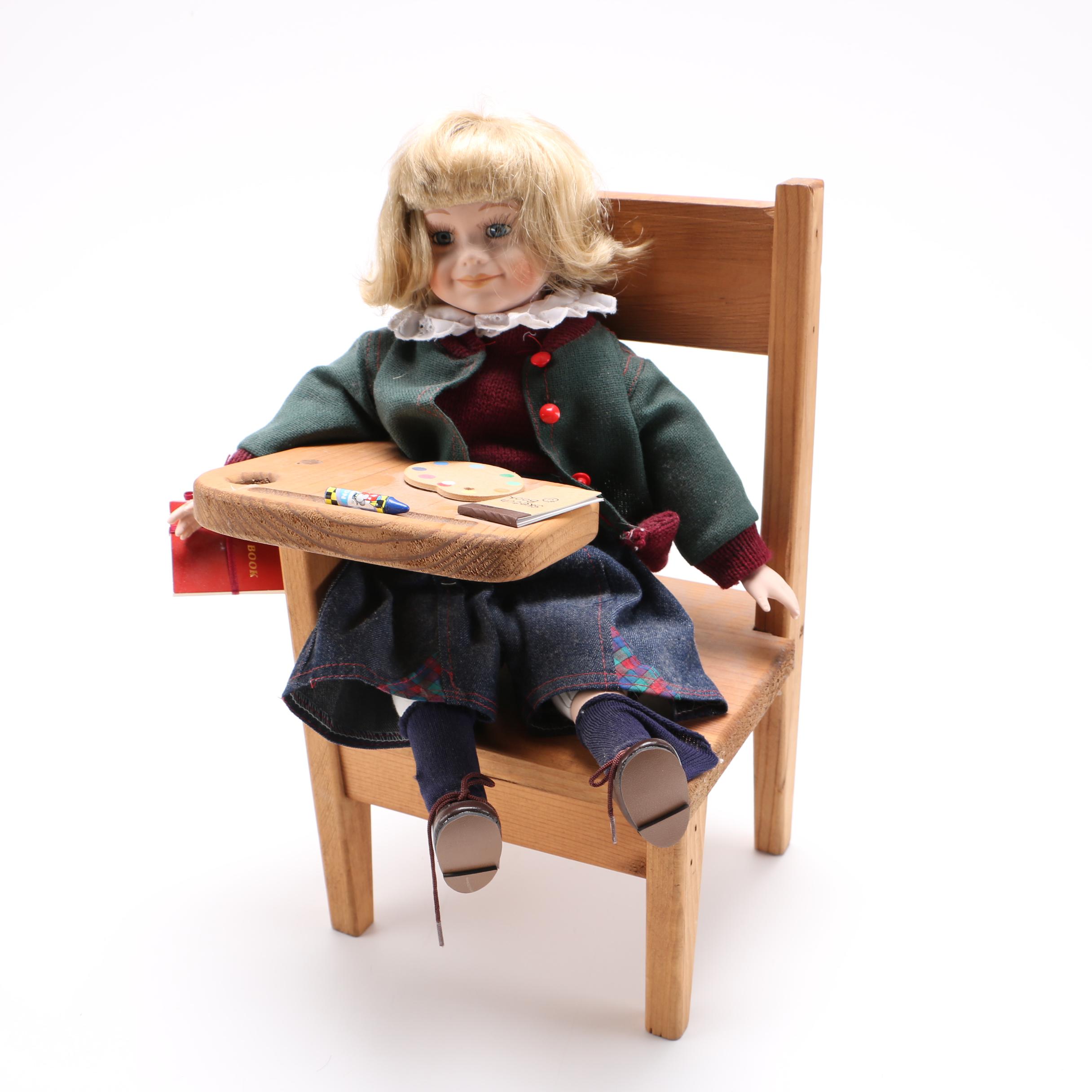 Vintage Style School Girl Doll