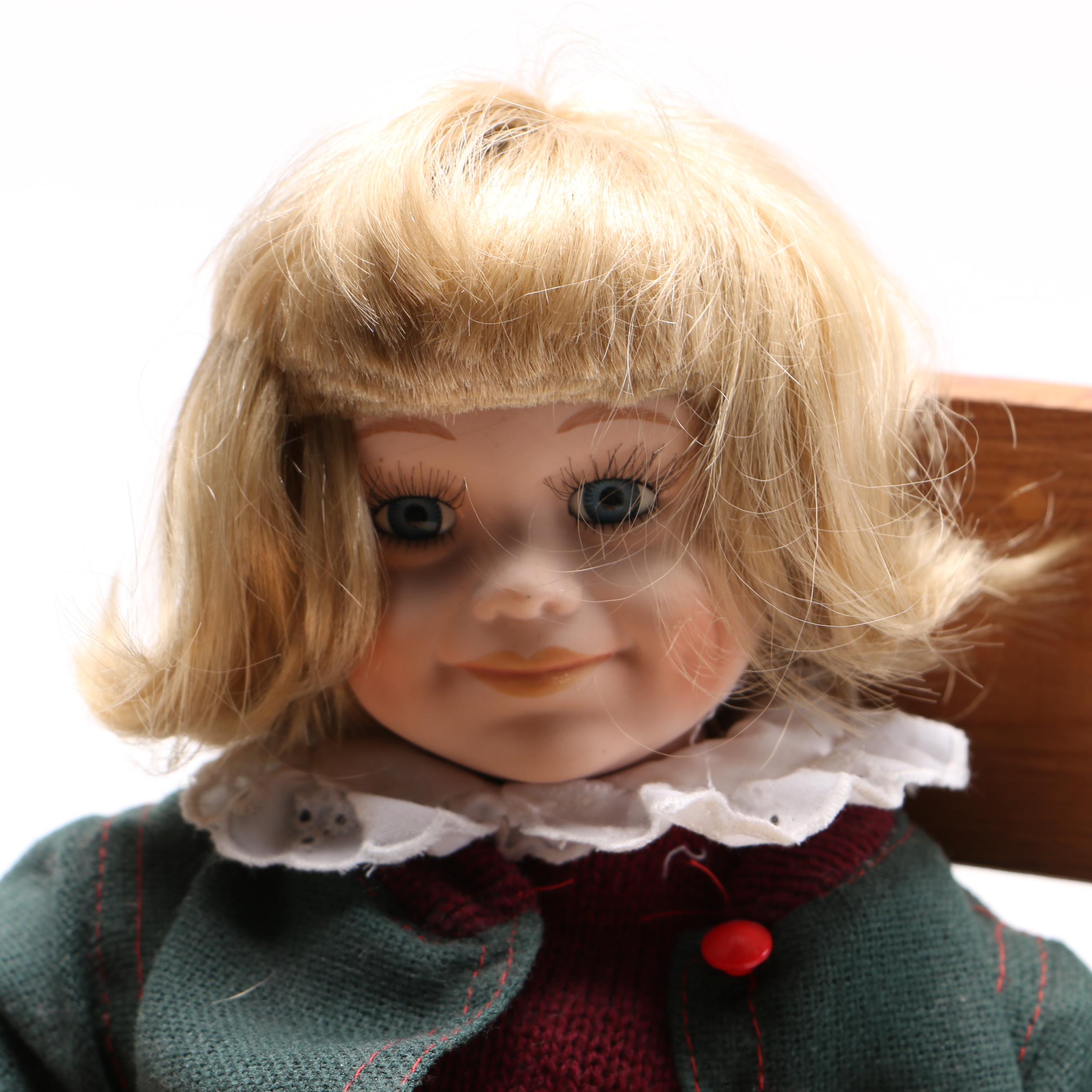 Vintage Style School Girl Doll