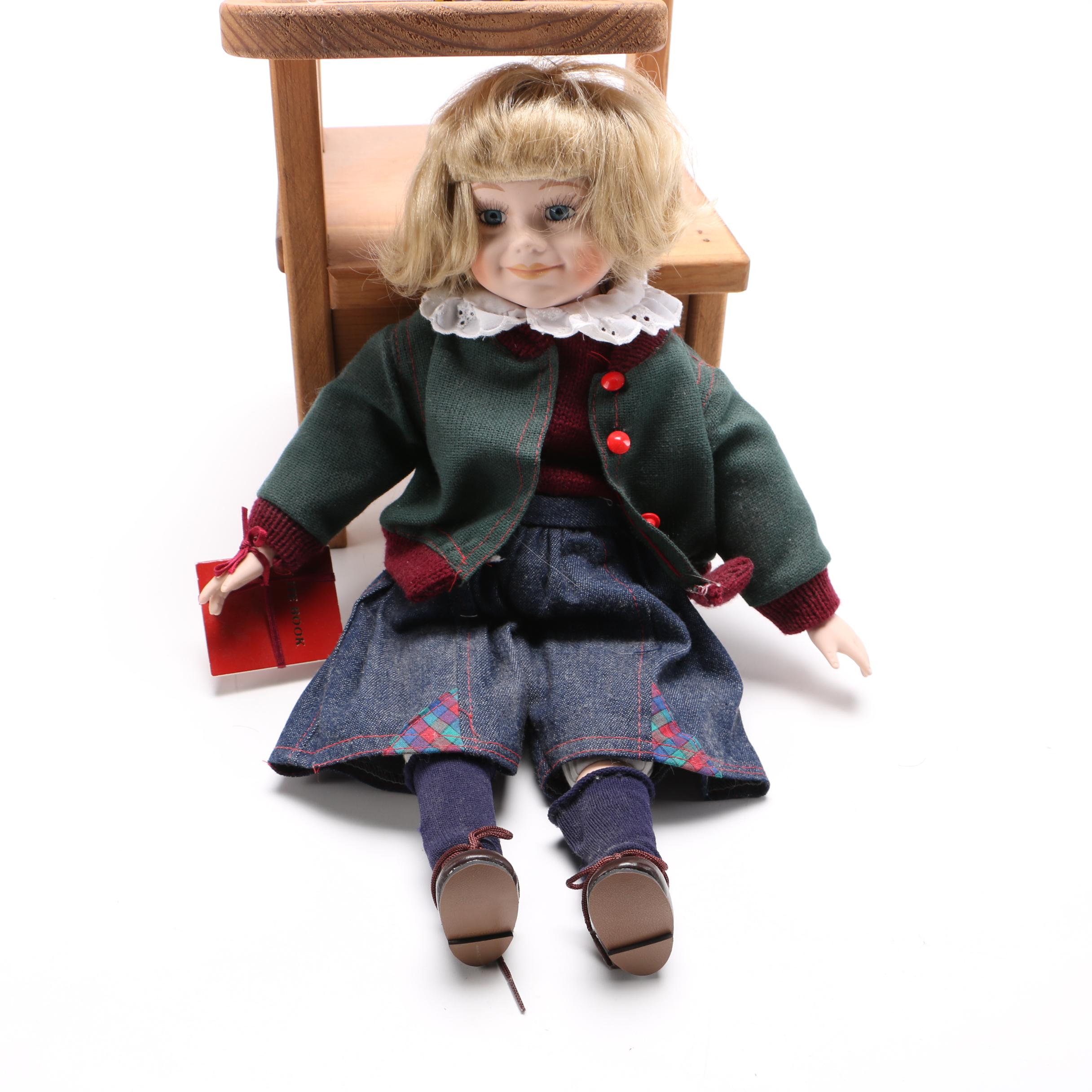 Vintage Style School Girl Doll