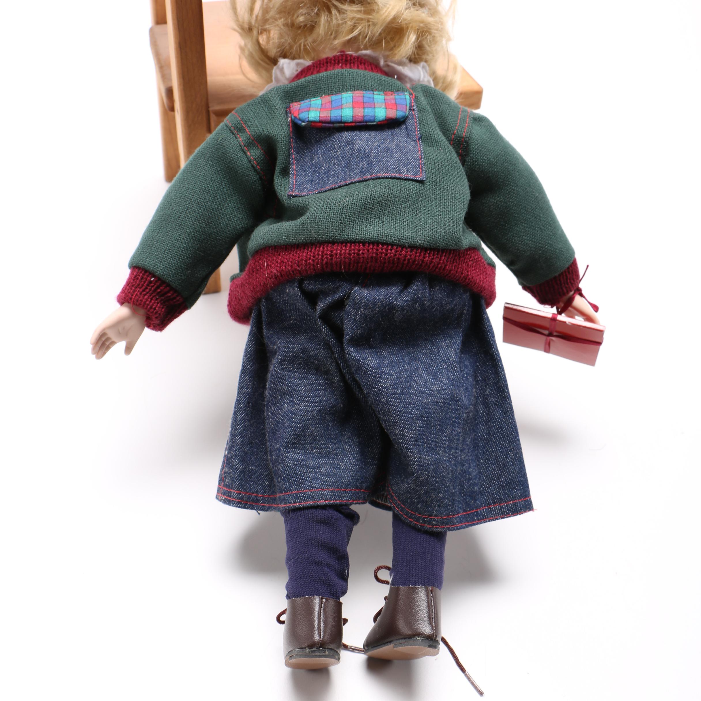 Vintage Style School Girl Doll