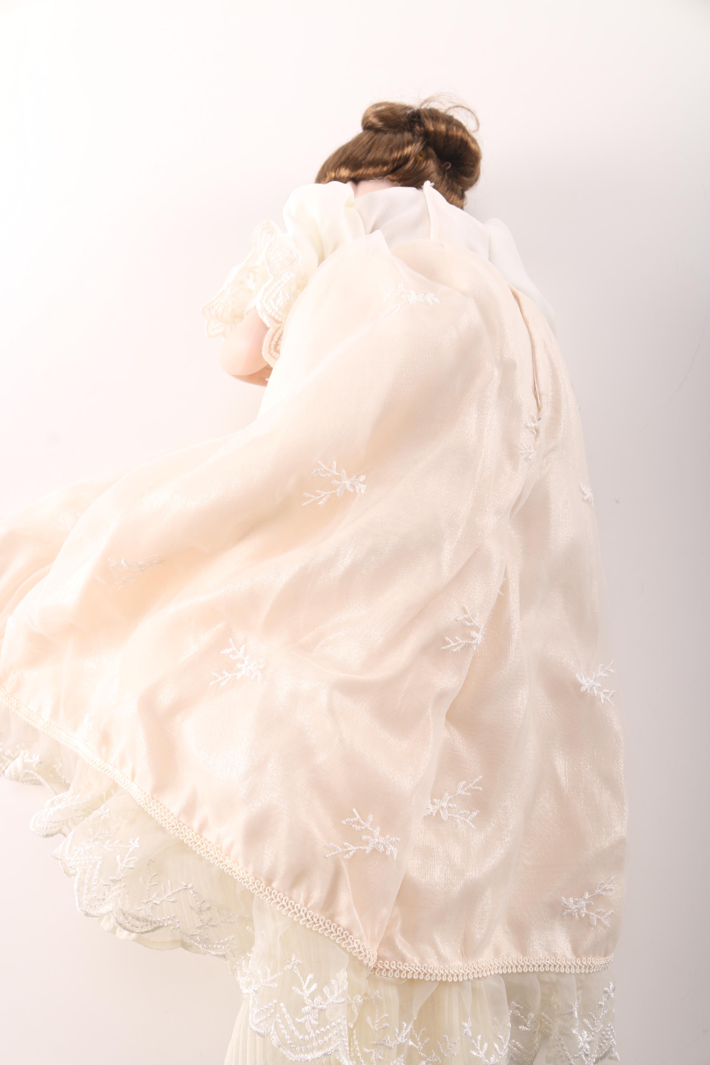 Porcelain Doll With Miniature Queen Anne Settee