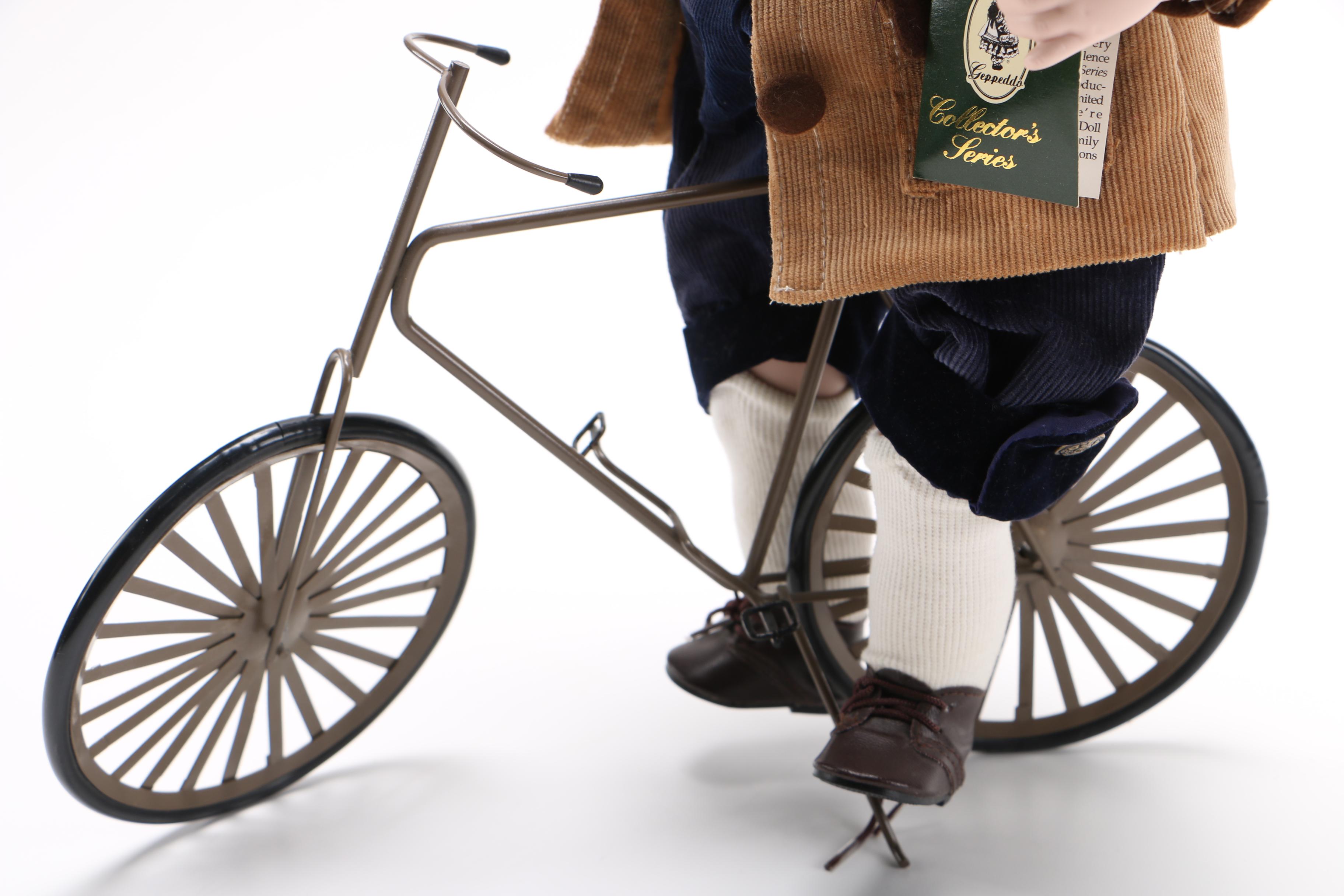 Geppeddo Collector's Series Newsboy Style Doll with Bicycle