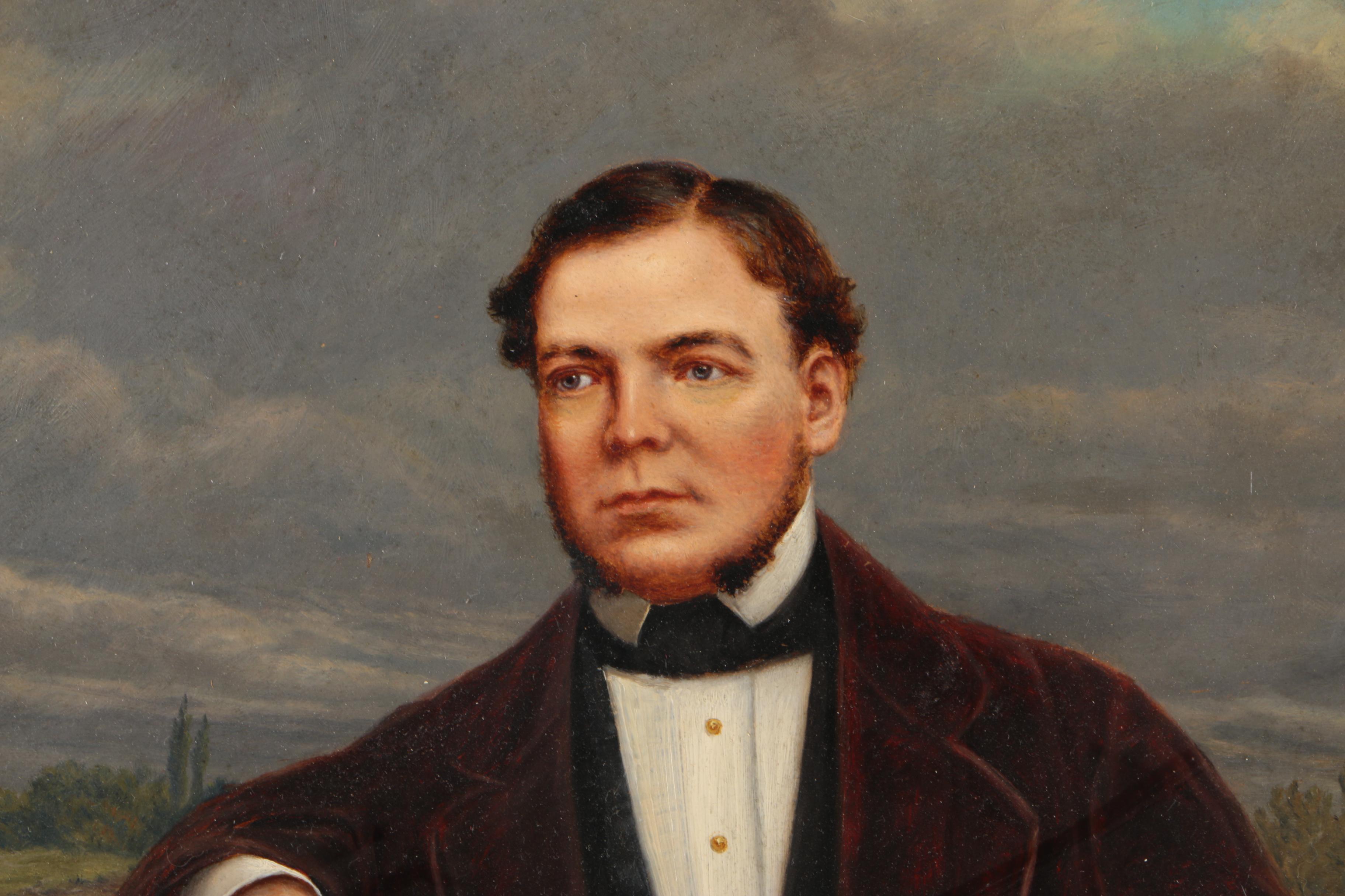 Attributed to James Whaite Oil Painting on Canvas Portrait of a Man