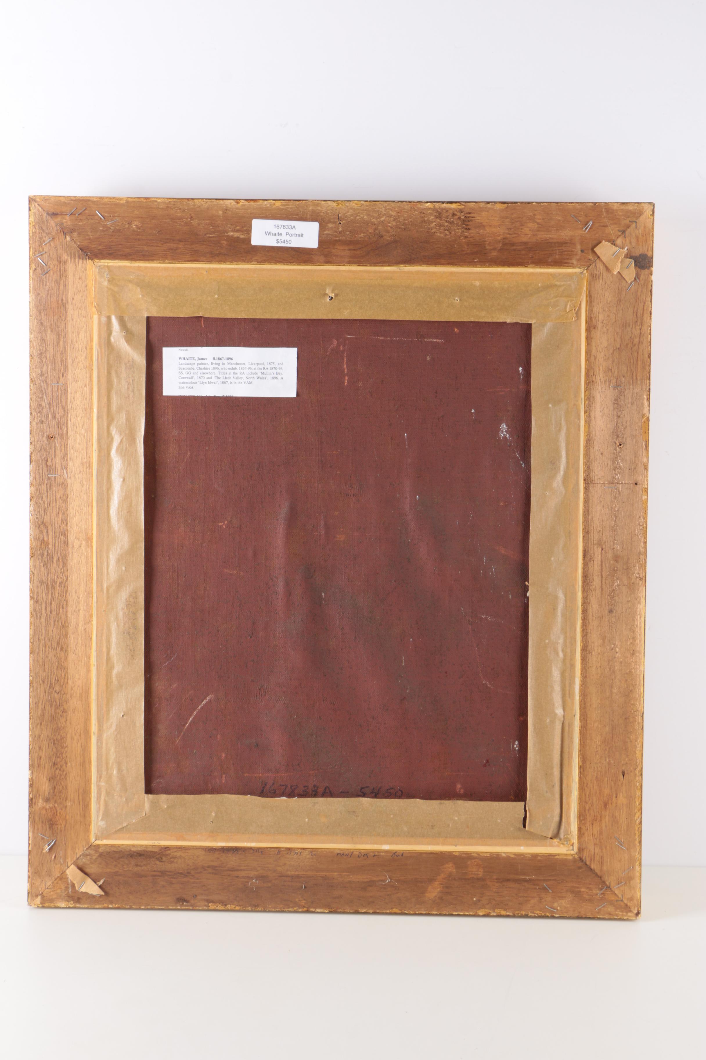 Attributed to James Whaite Oil Painting on Canvas Portrait of a Man