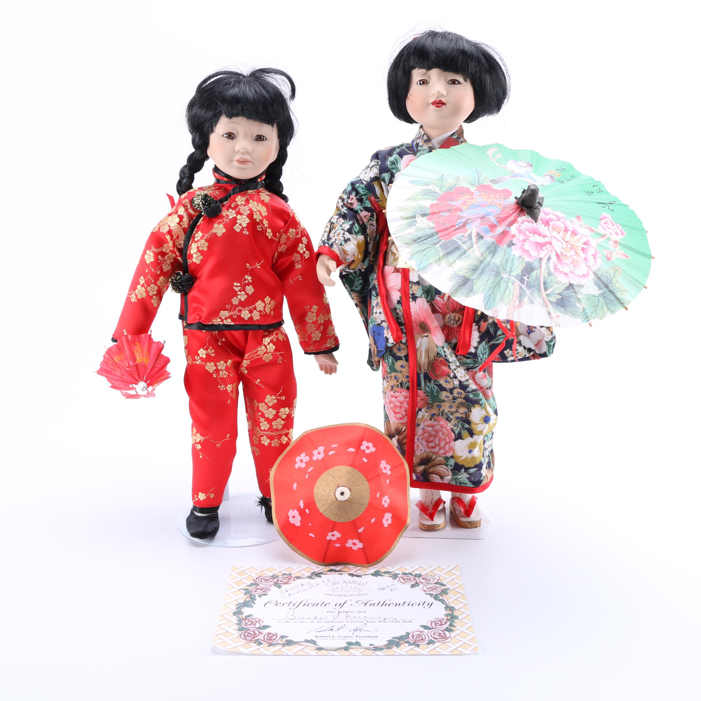 Crowne Chinese and Japanese Styled Porcelain Dolls