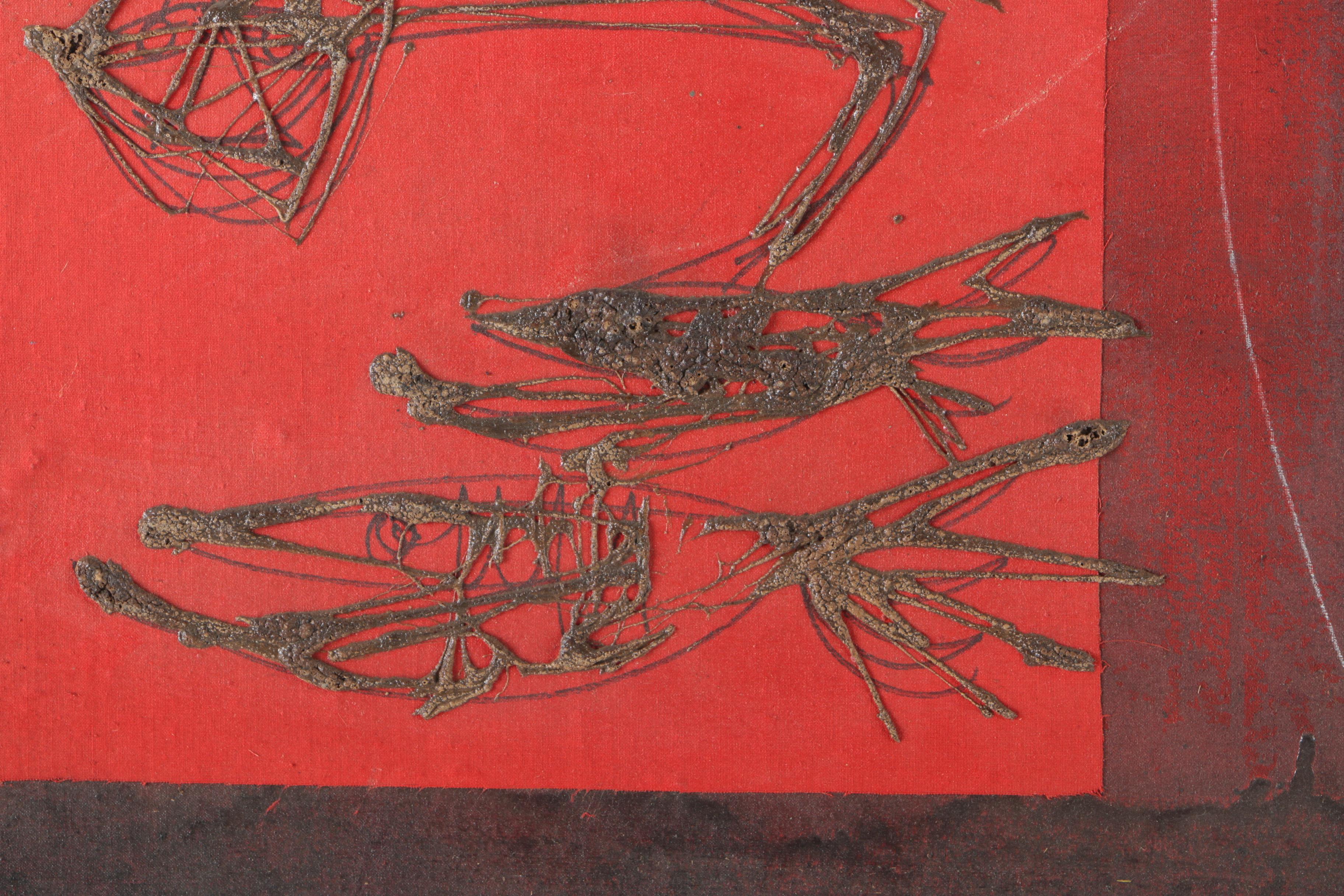 Mixed Media Abstract on Paperboard Signed by the Artist