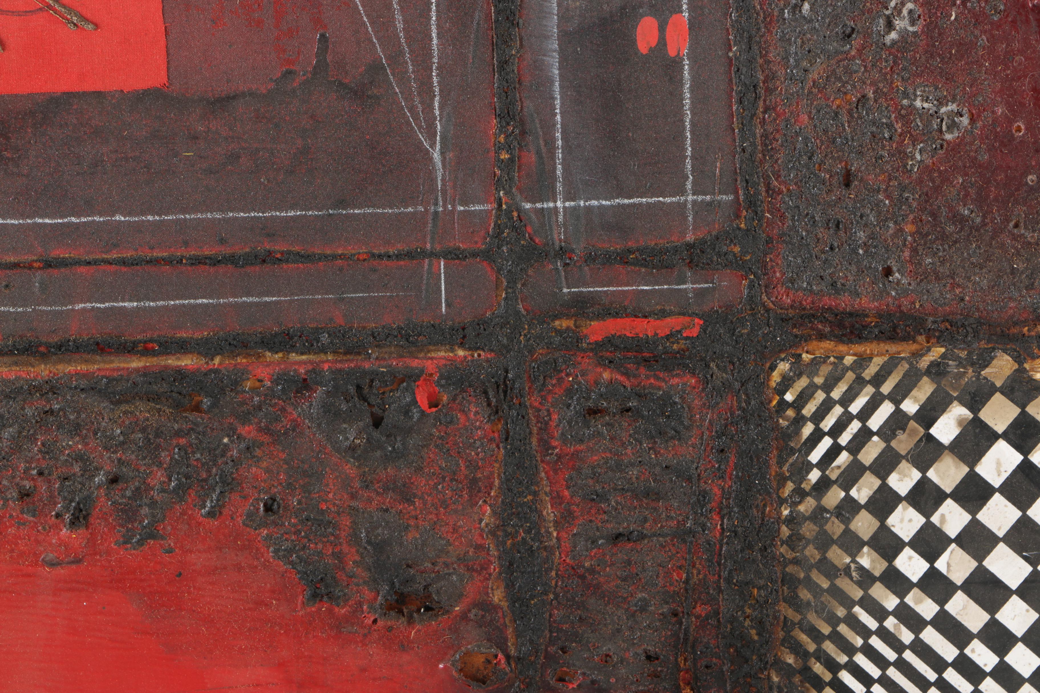 Mixed Media Abstract on Paperboard Signed by the Artist