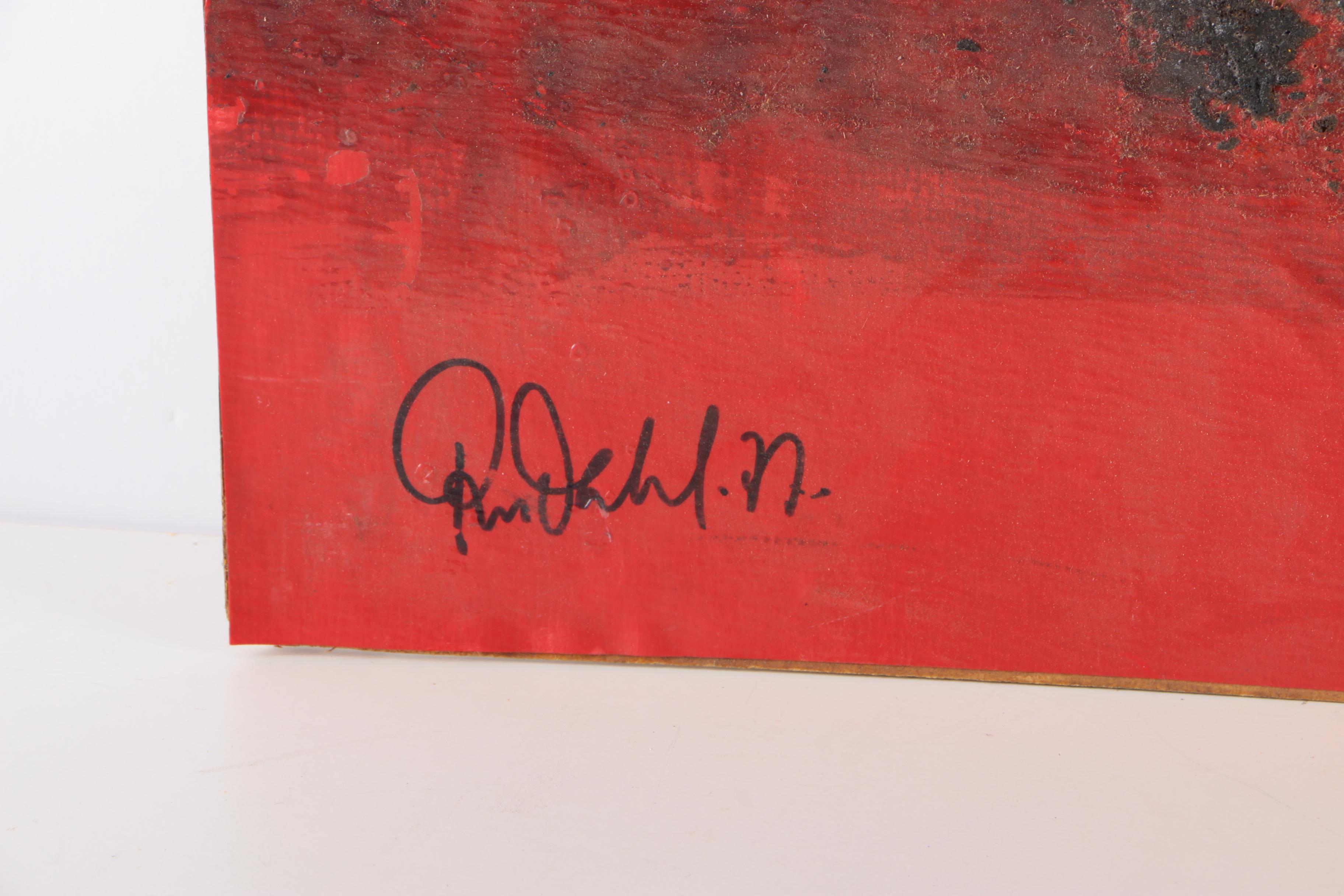 Mixed Media Abstract on Paperboard Signed by the Artist