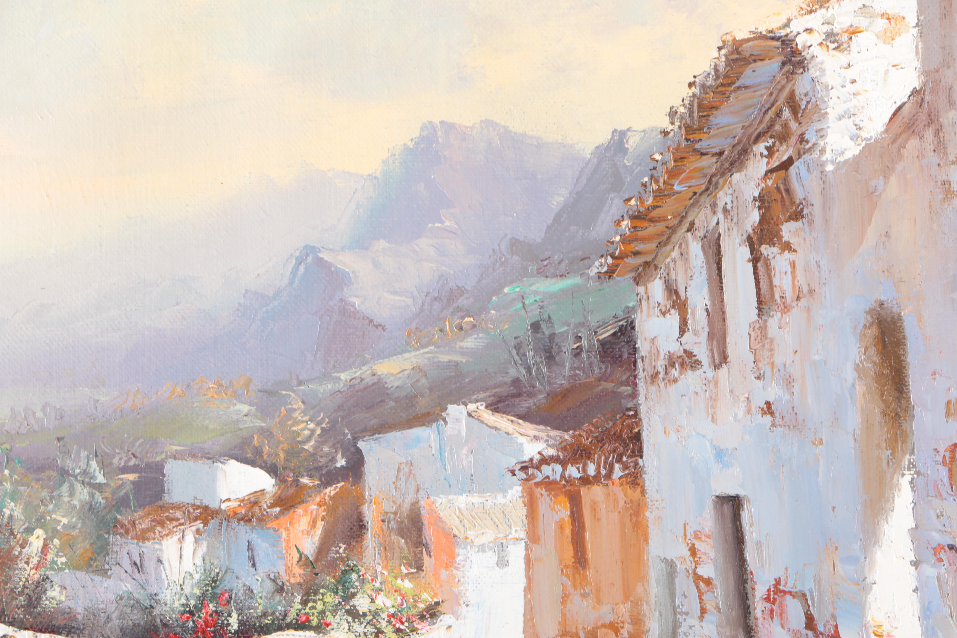 Manuel Cuberos Oil Painting on Canvas "Rooftops"