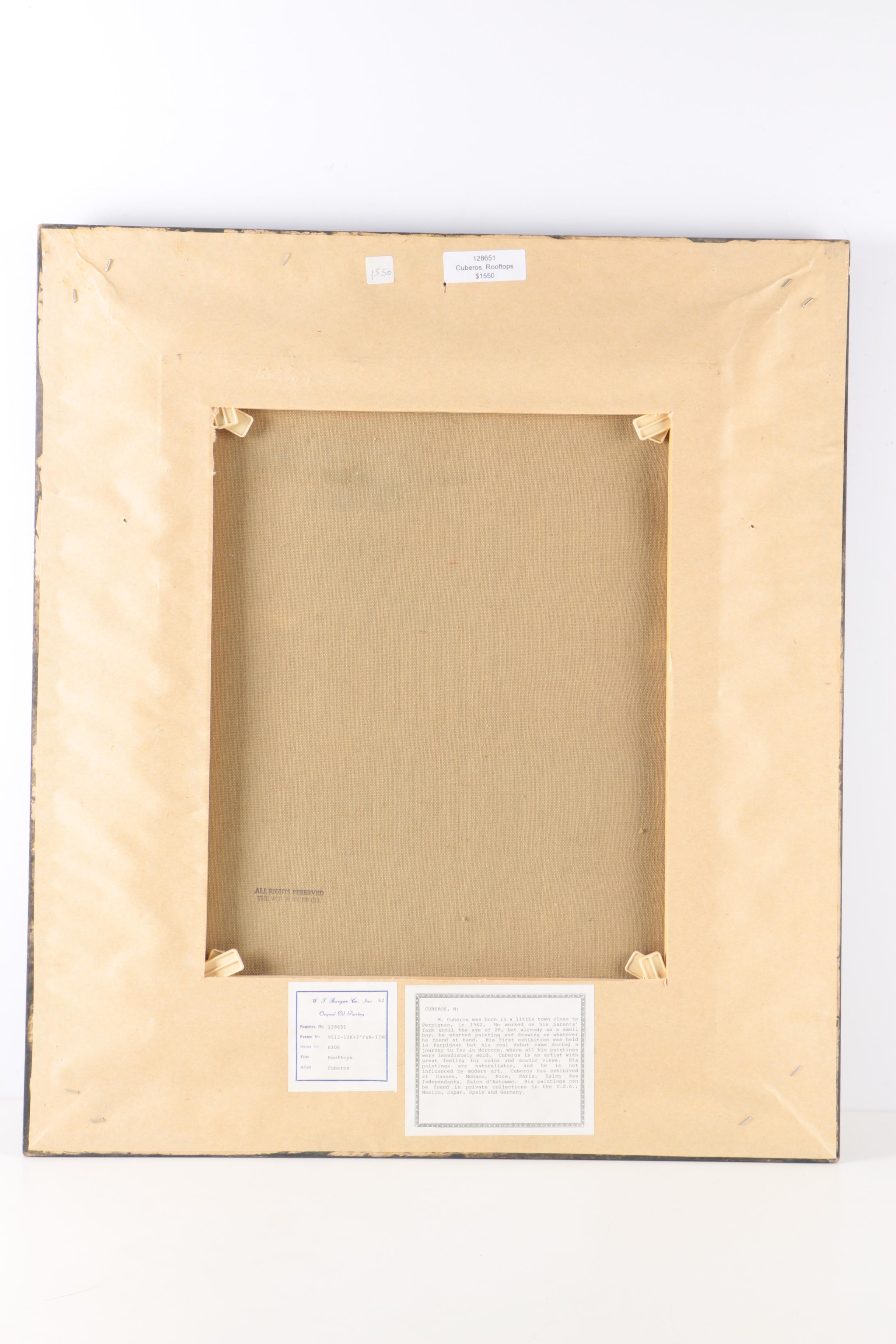 Manuel Cuberos Oil Painting on Canvas "Rooftops"