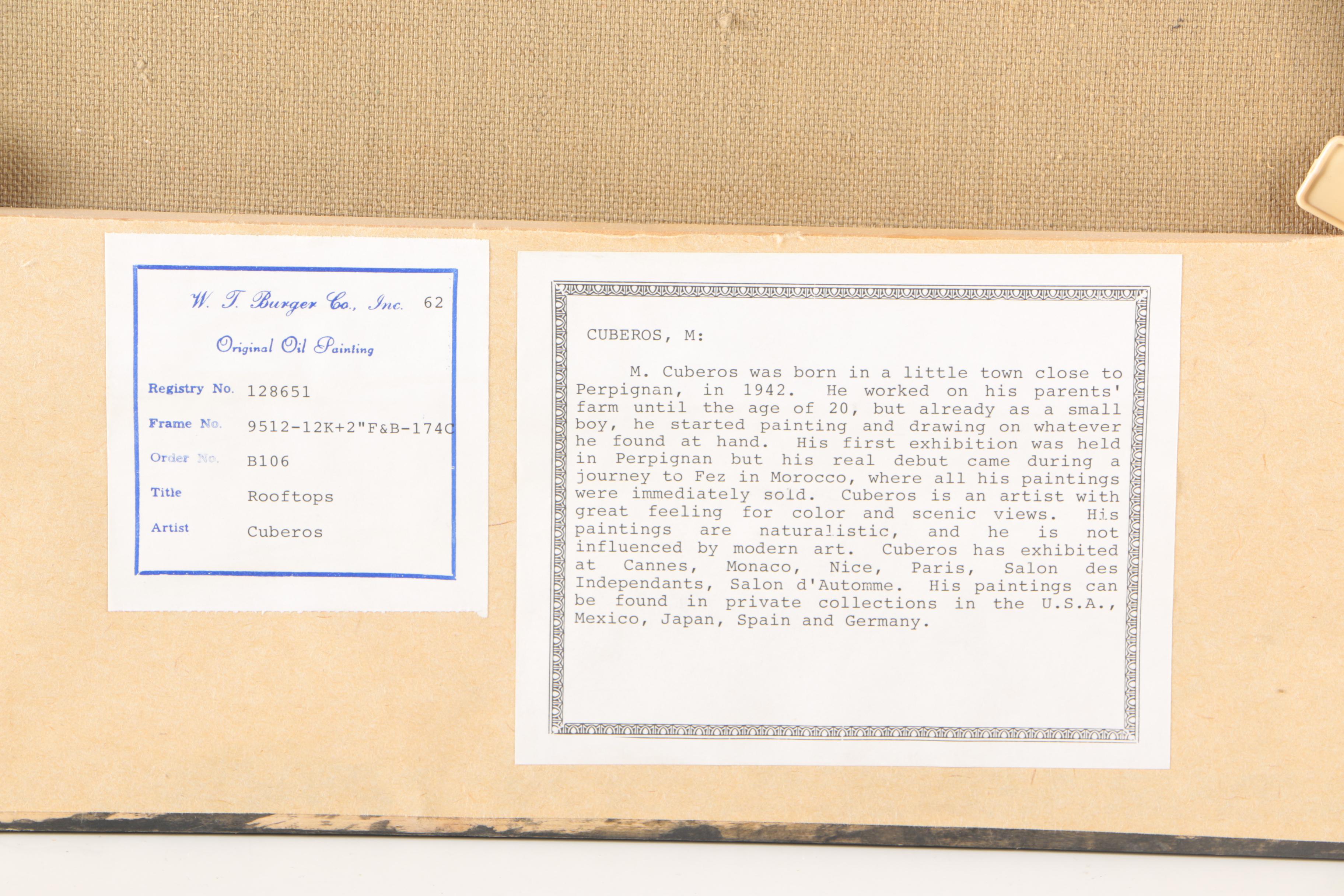 Manuel Cuberos Oil Painting on Canvas "Rooftops"