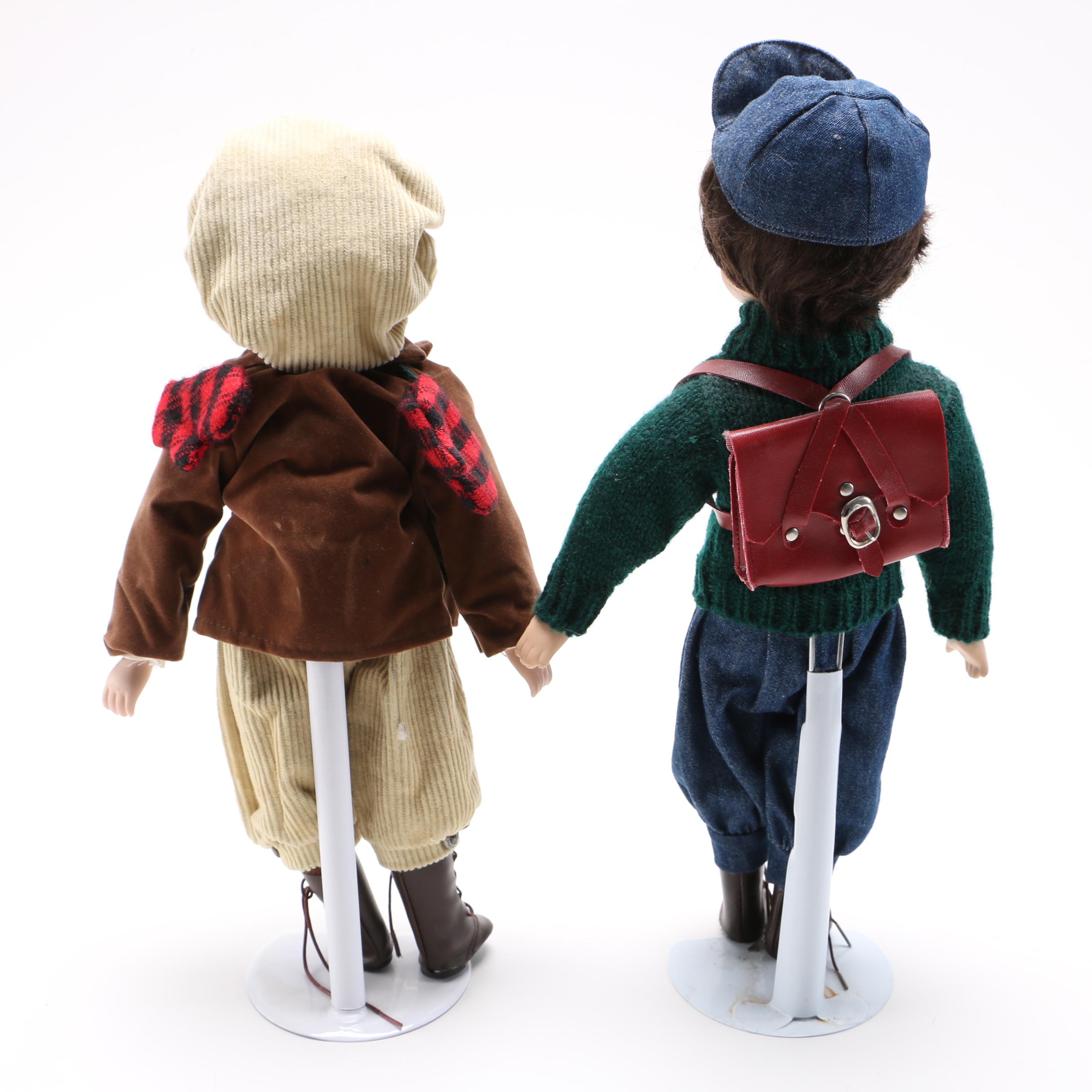 "Tiny Tim" Porcelain Doll and Porcelain Doll