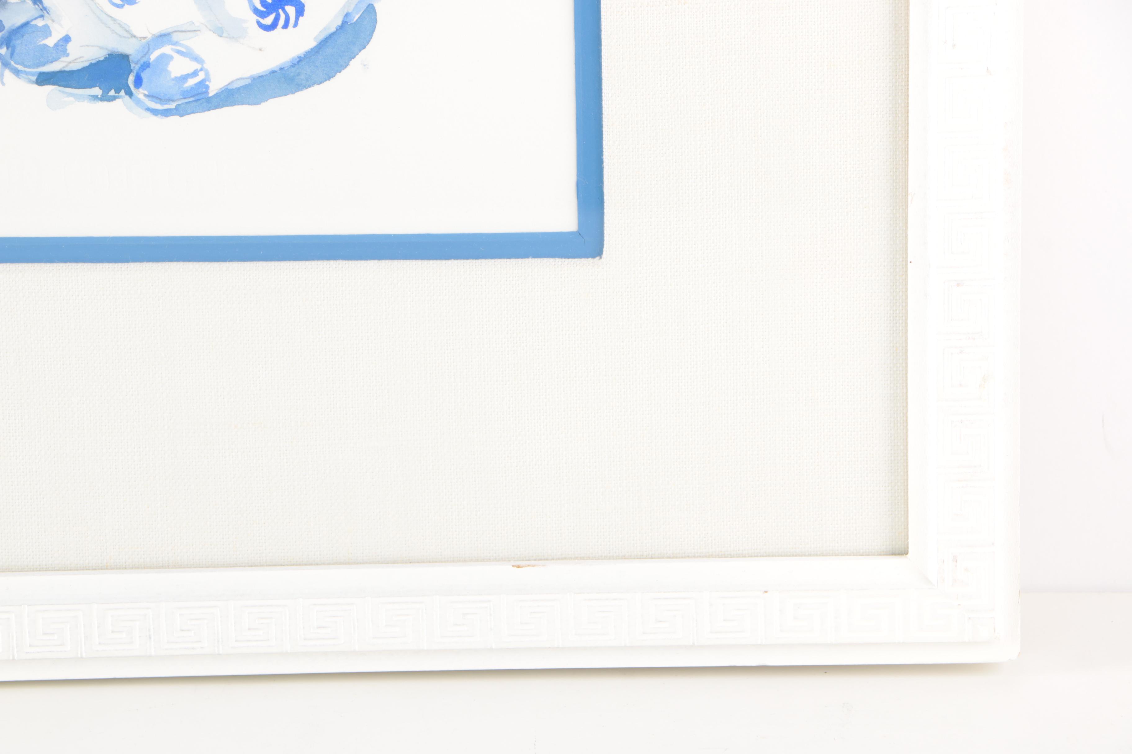 Barbara Hess Pugsley Watercolor Painting on Paper Still Life of Asian Porcelain