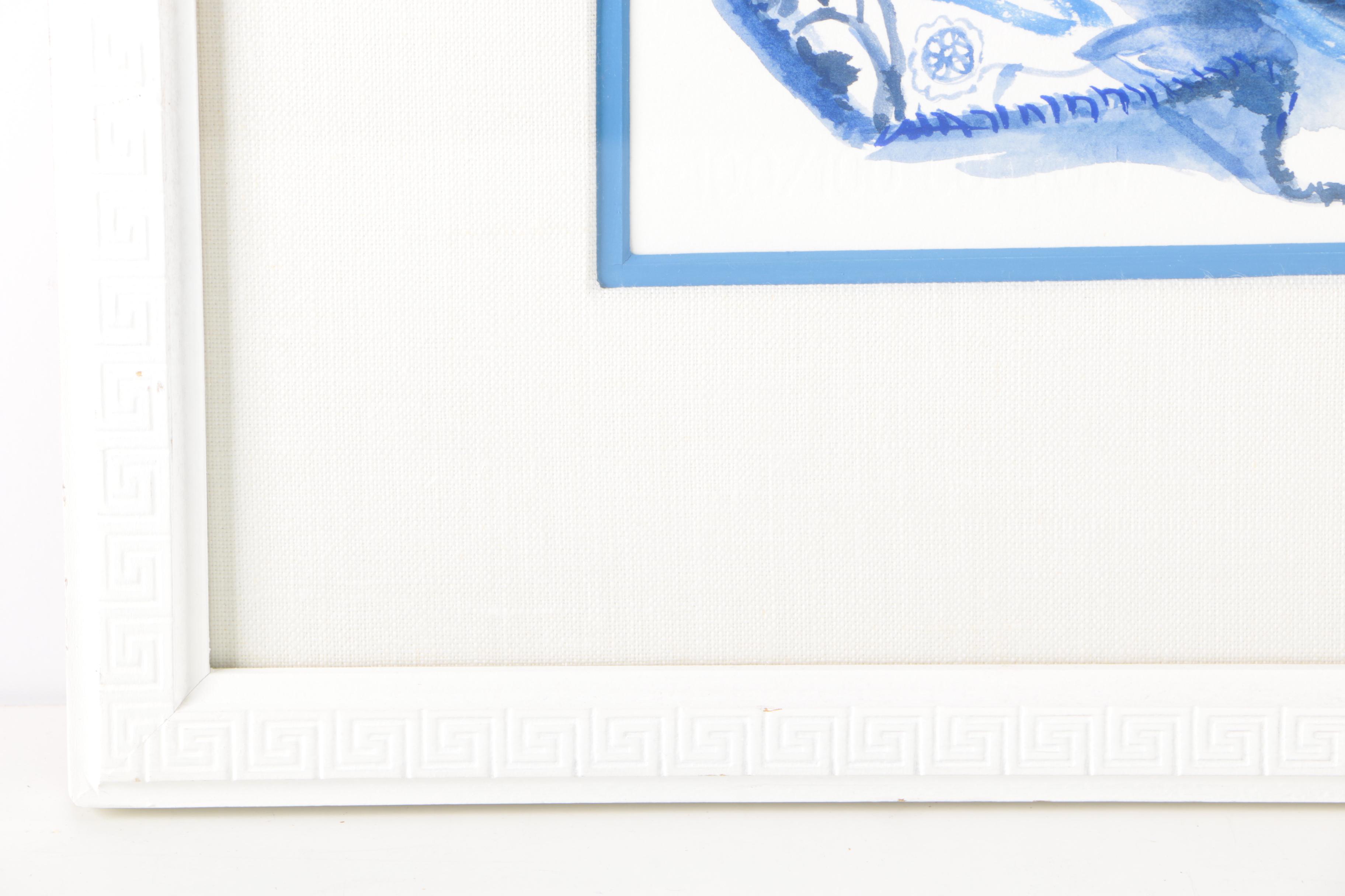 Barbara Hess Pugsley Watercolor Painting on Paper Still Life of Asian Porcelain