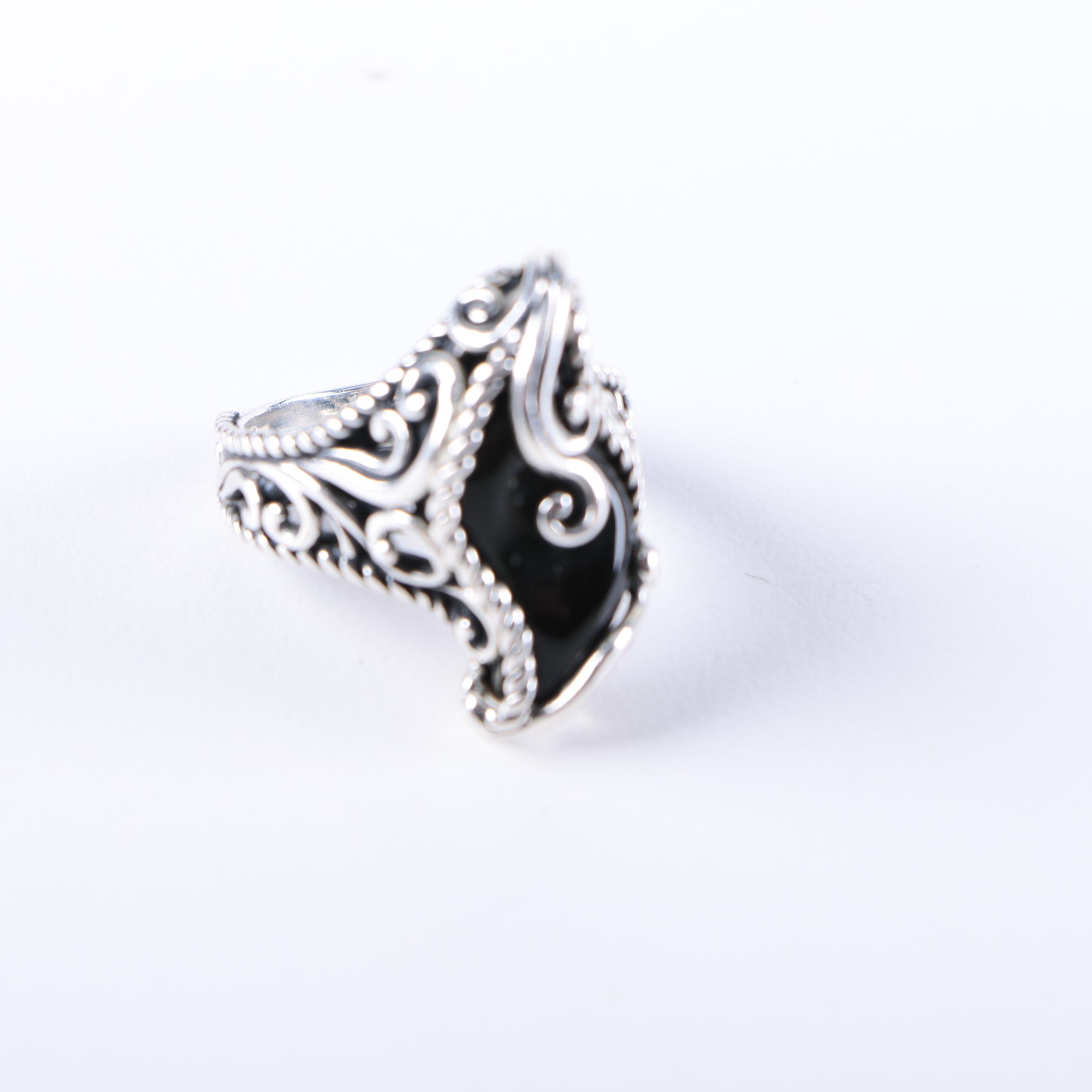 Sterling Silver Jewelry Including an Amethyst Pendant