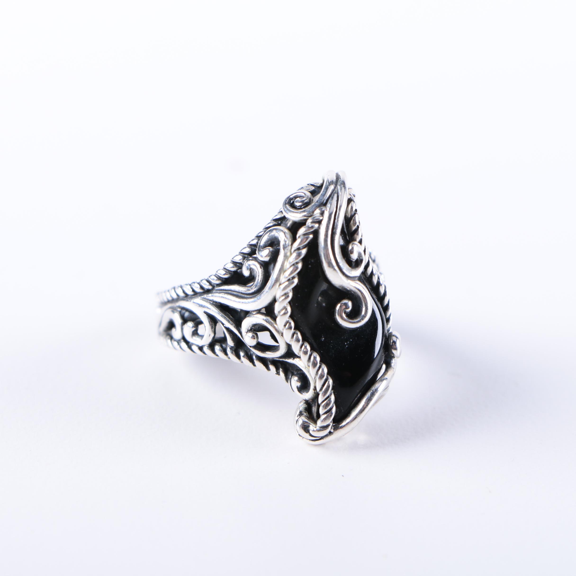 Sterling Silver Jewelry Including an Amethyst Pendant