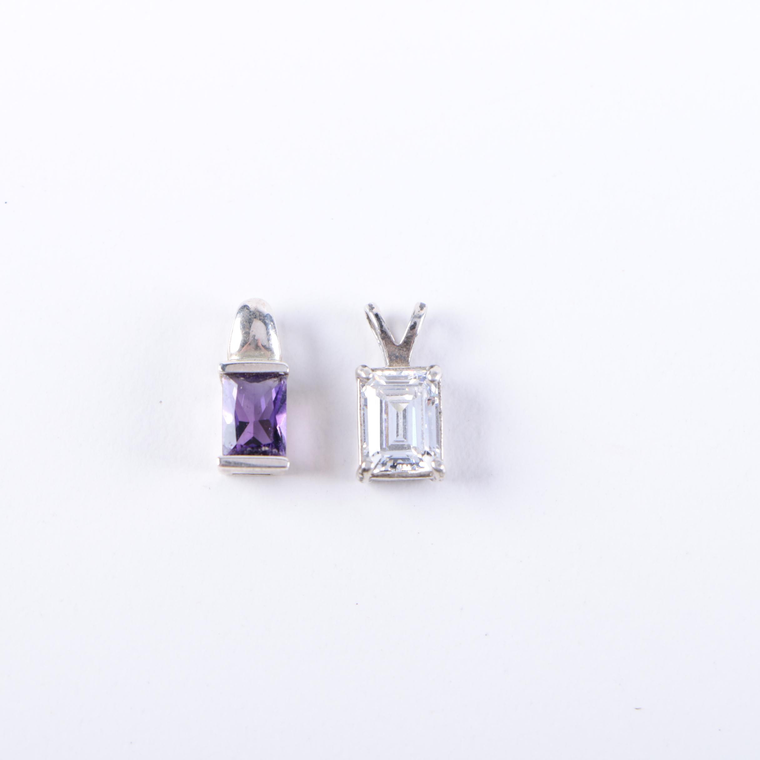 Sterling Silver Jewelry Including an Amethyst Pendant