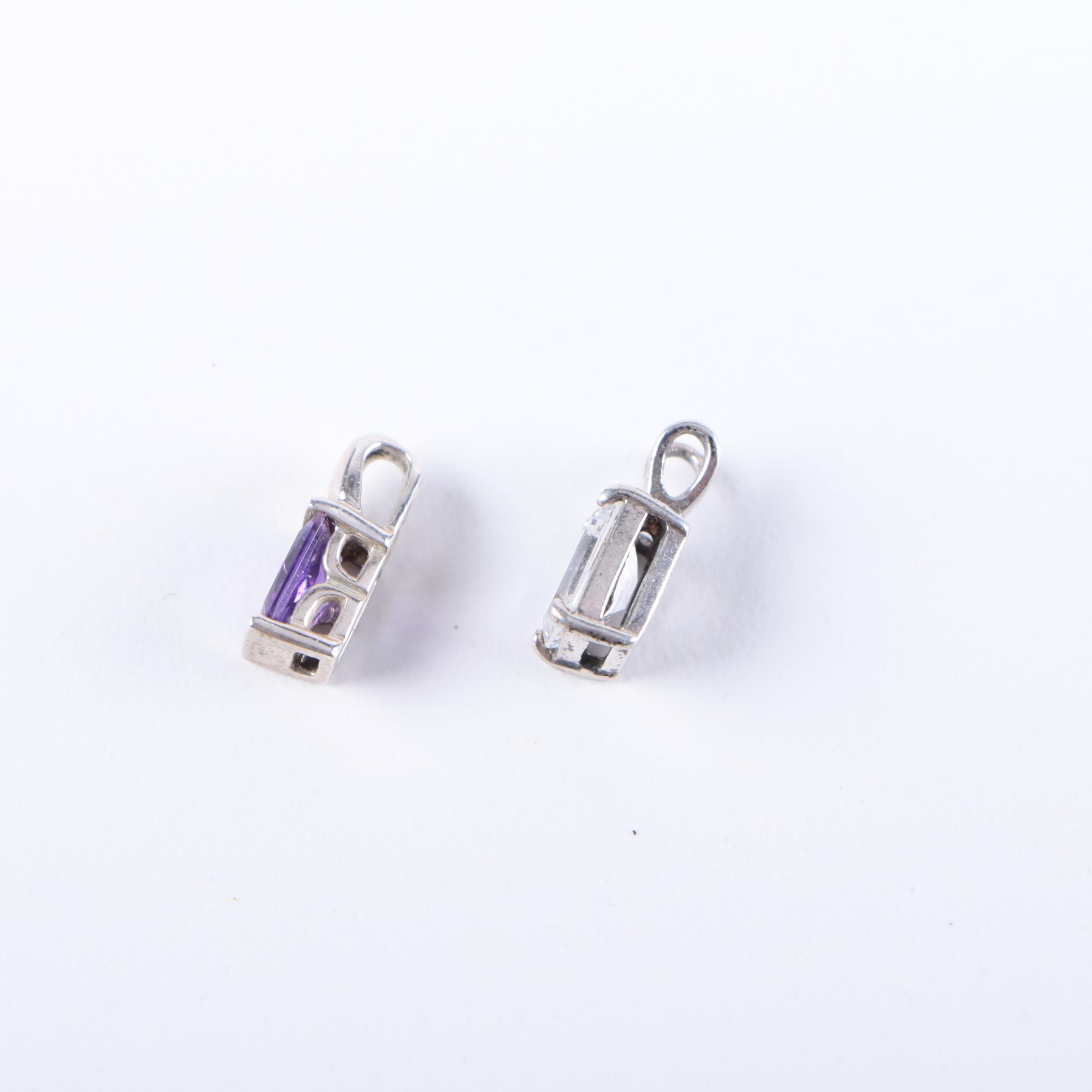 Sterling Silver Jewelry Including an Amethyst Pendant