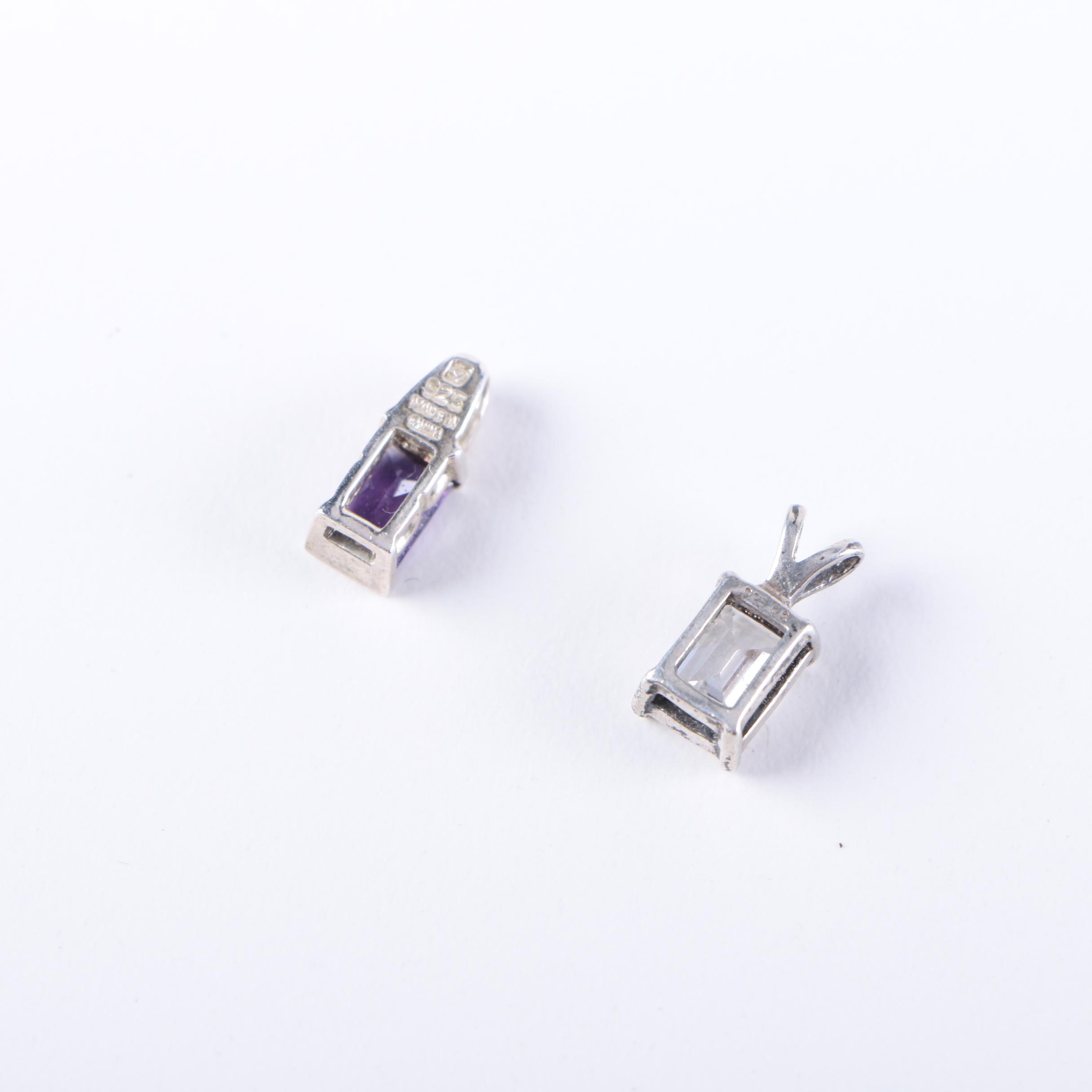 Sterling Silver Jewelry Including an Amethyst Pendant