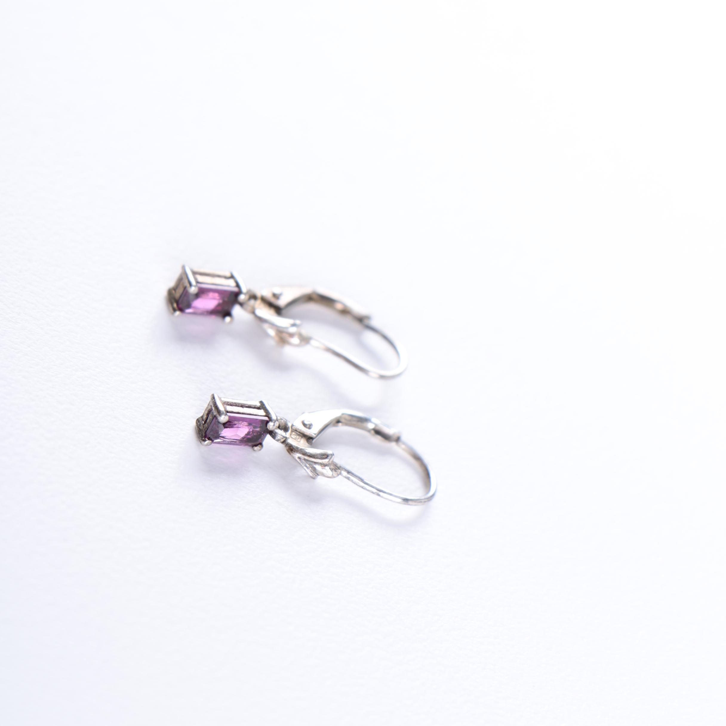 Sterling Silver Jewelry Including an Amethyst Pendant