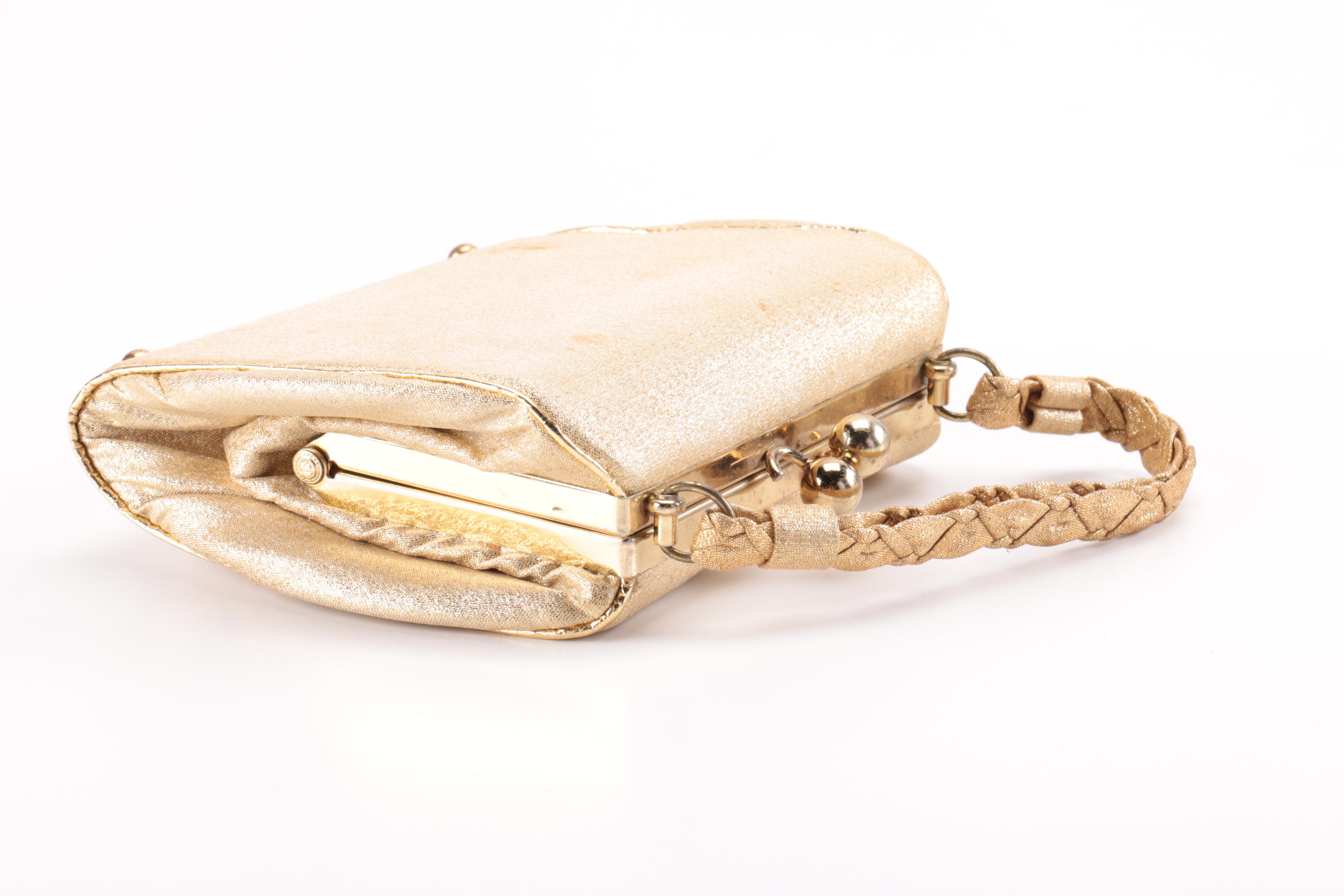 Gold tone Evening Clutch and Handbag