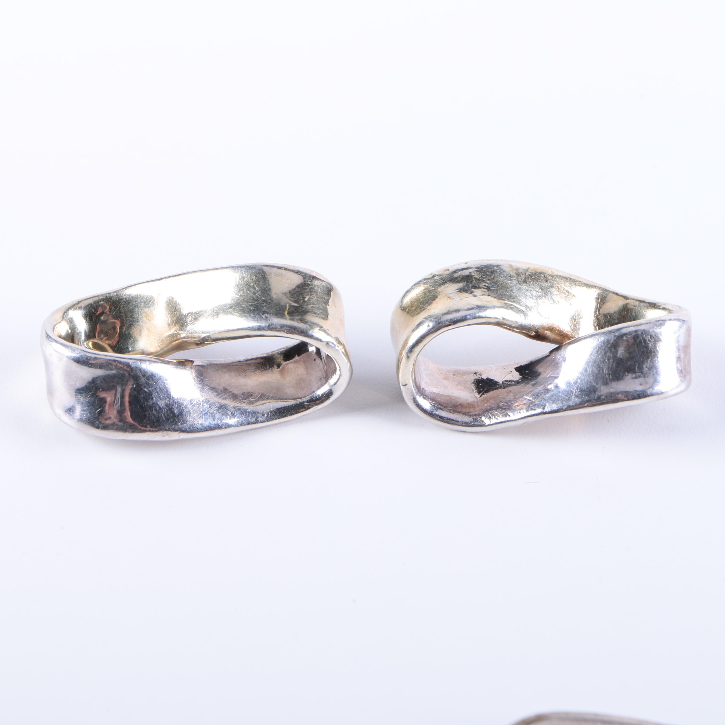 Sterling Silver Bracelets and Earrings Including Diamonds