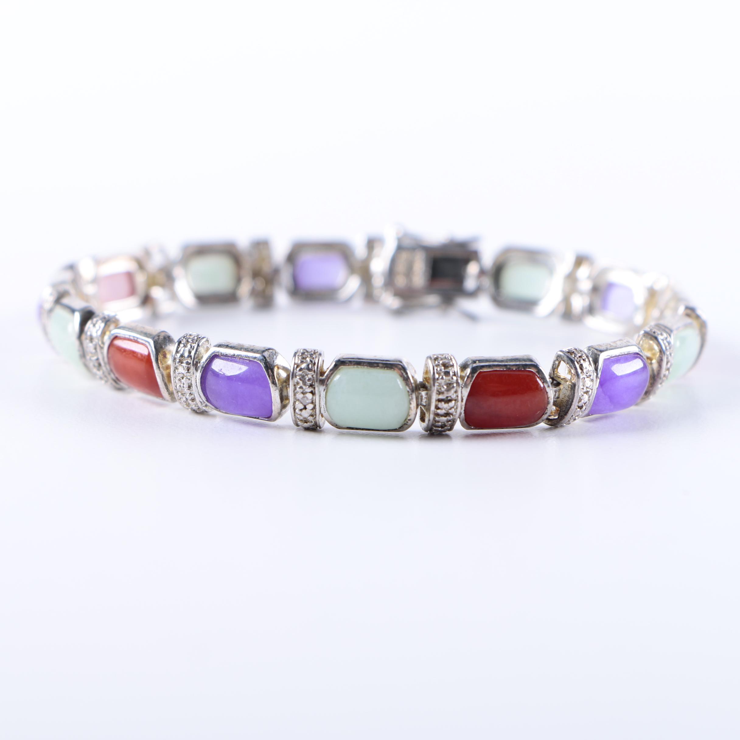 Sterling Silver Bracelets and Earrings Including Diamonds