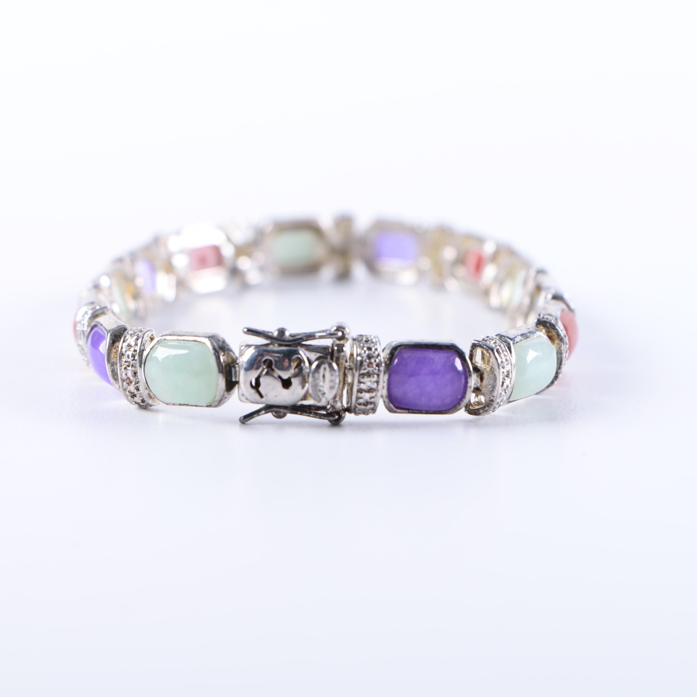 Sterling Silver Bracelets and Earrings Including Diamonds