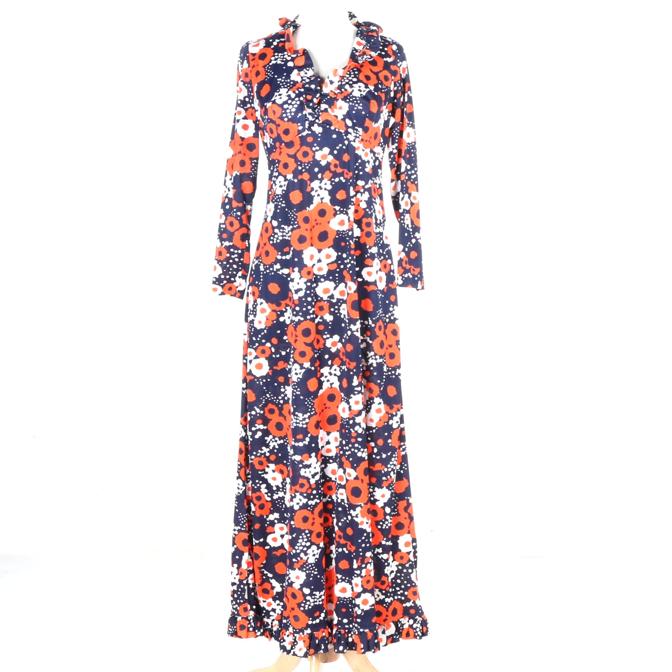 Circa 1970's Floral Maxi Dress