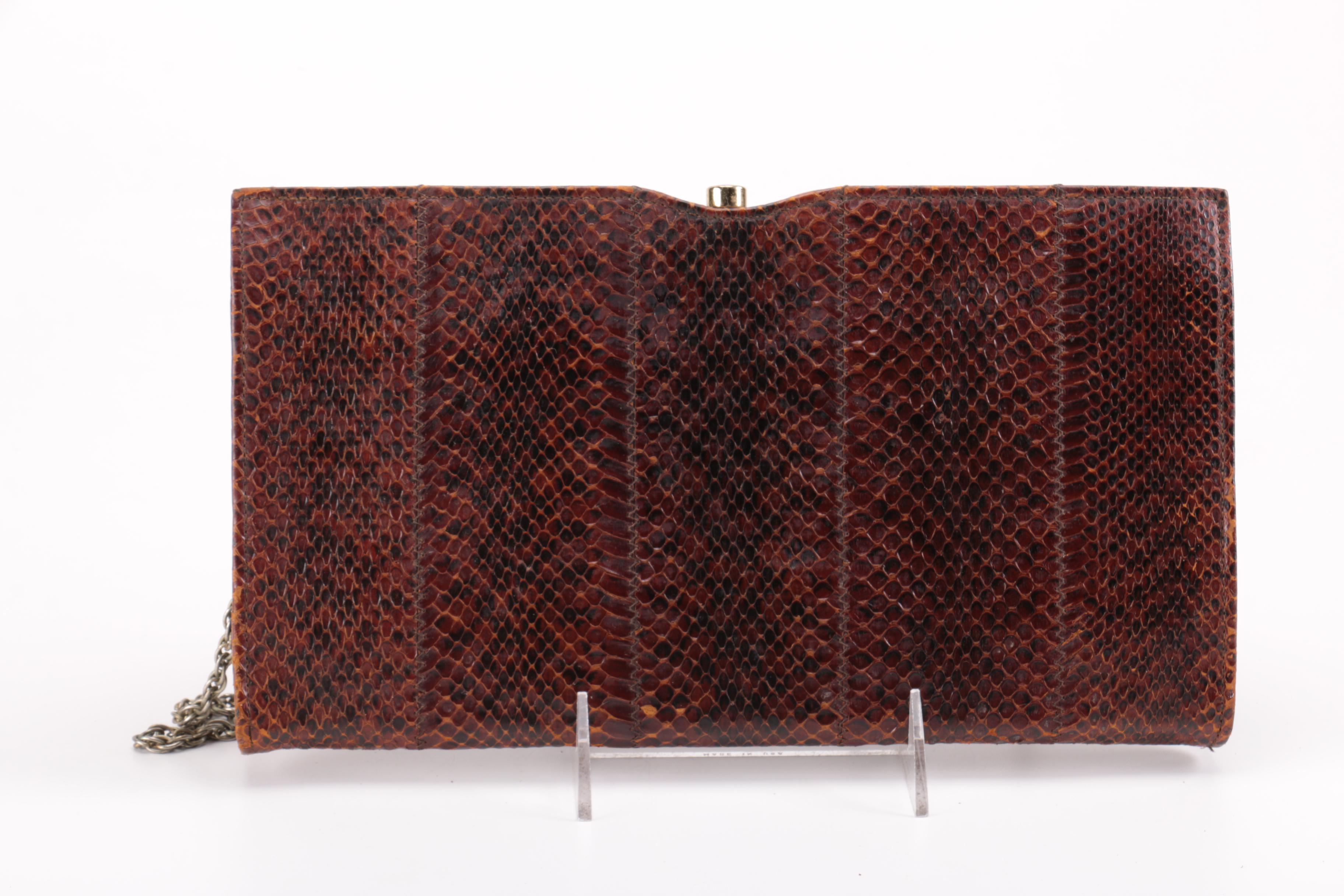 Mid-Century Elbief England Snakeskin Clutch