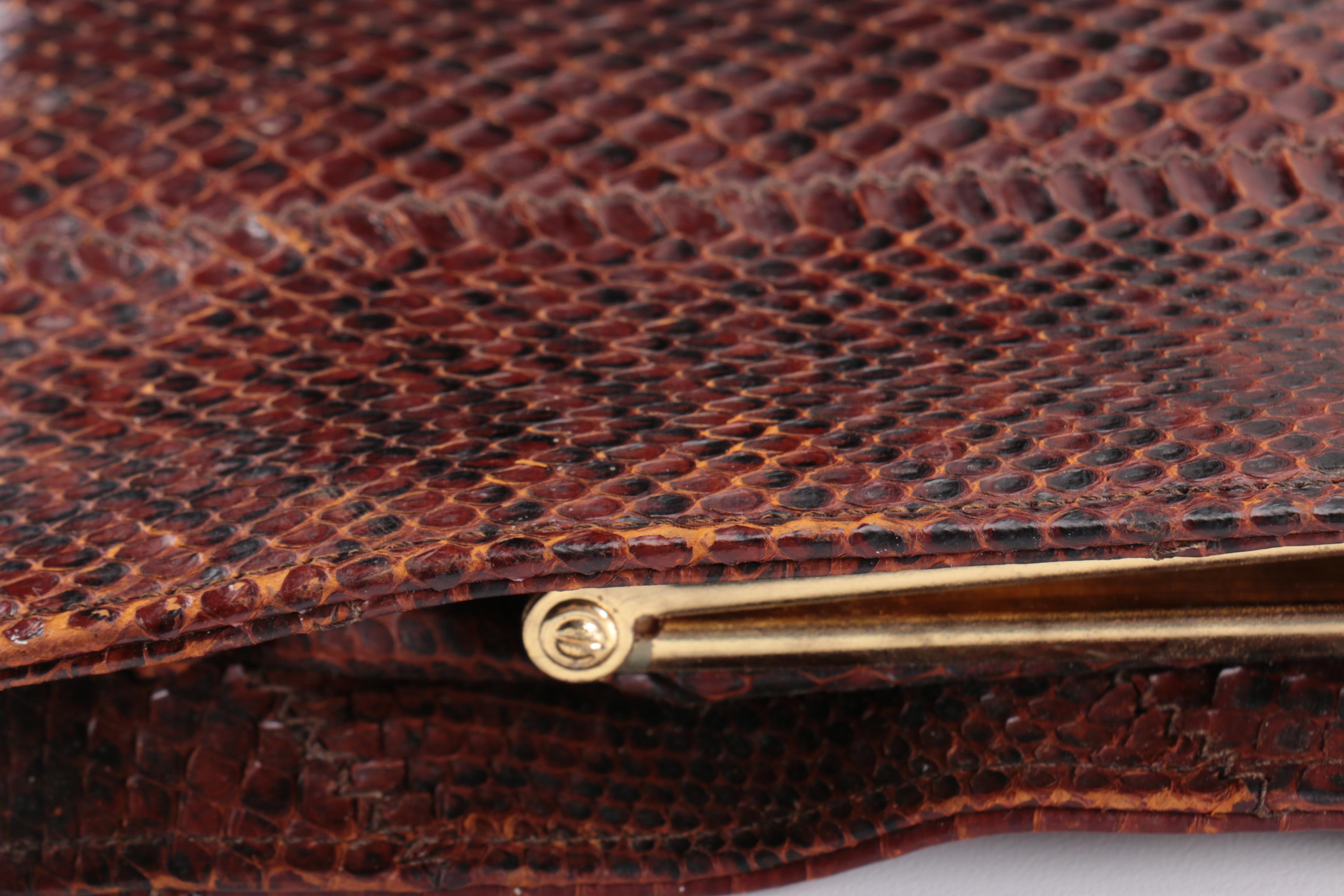 Mid-Century Elbief England Snakeskin Clutch