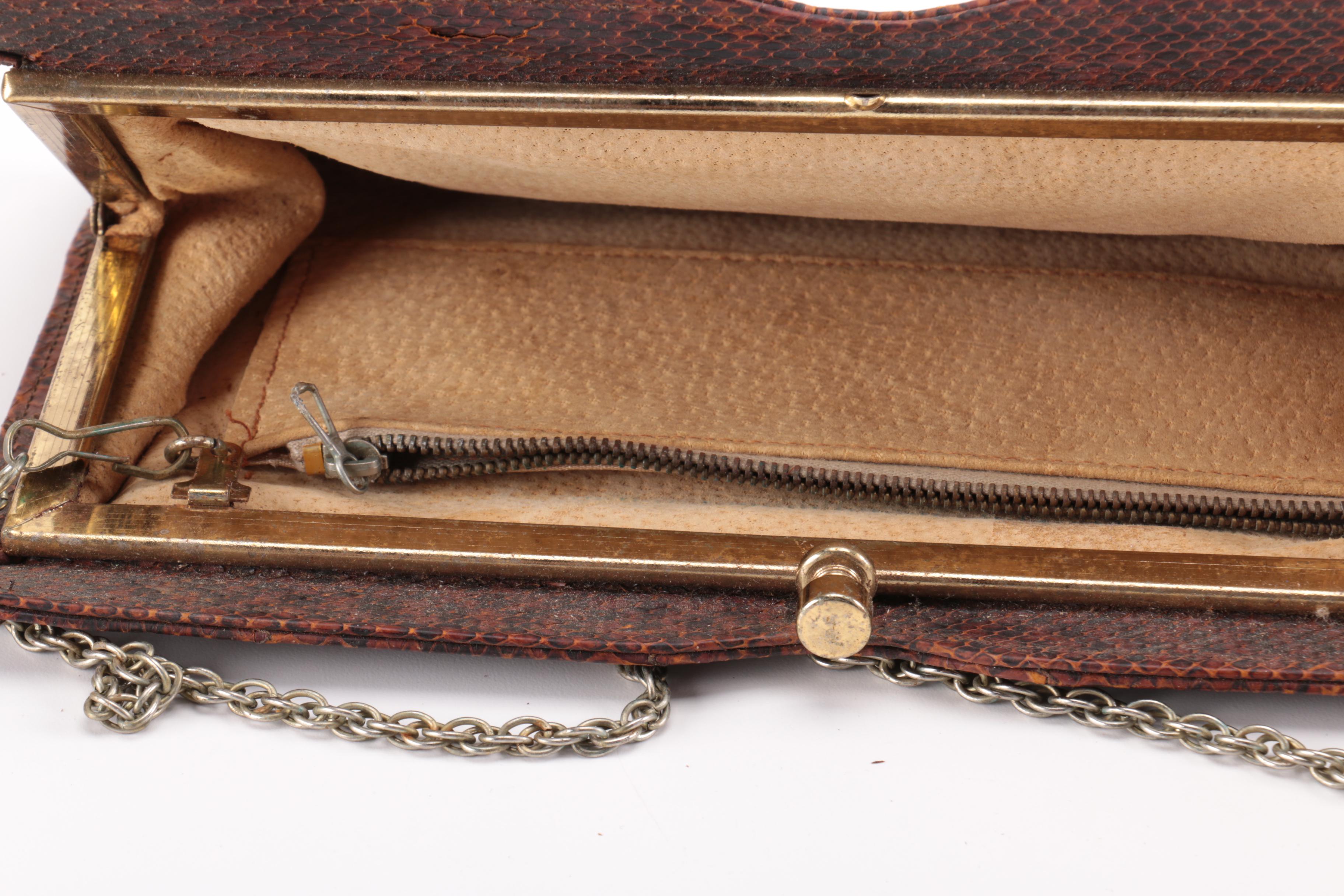 Mid-Century Elbief England Snakeskin Clutch